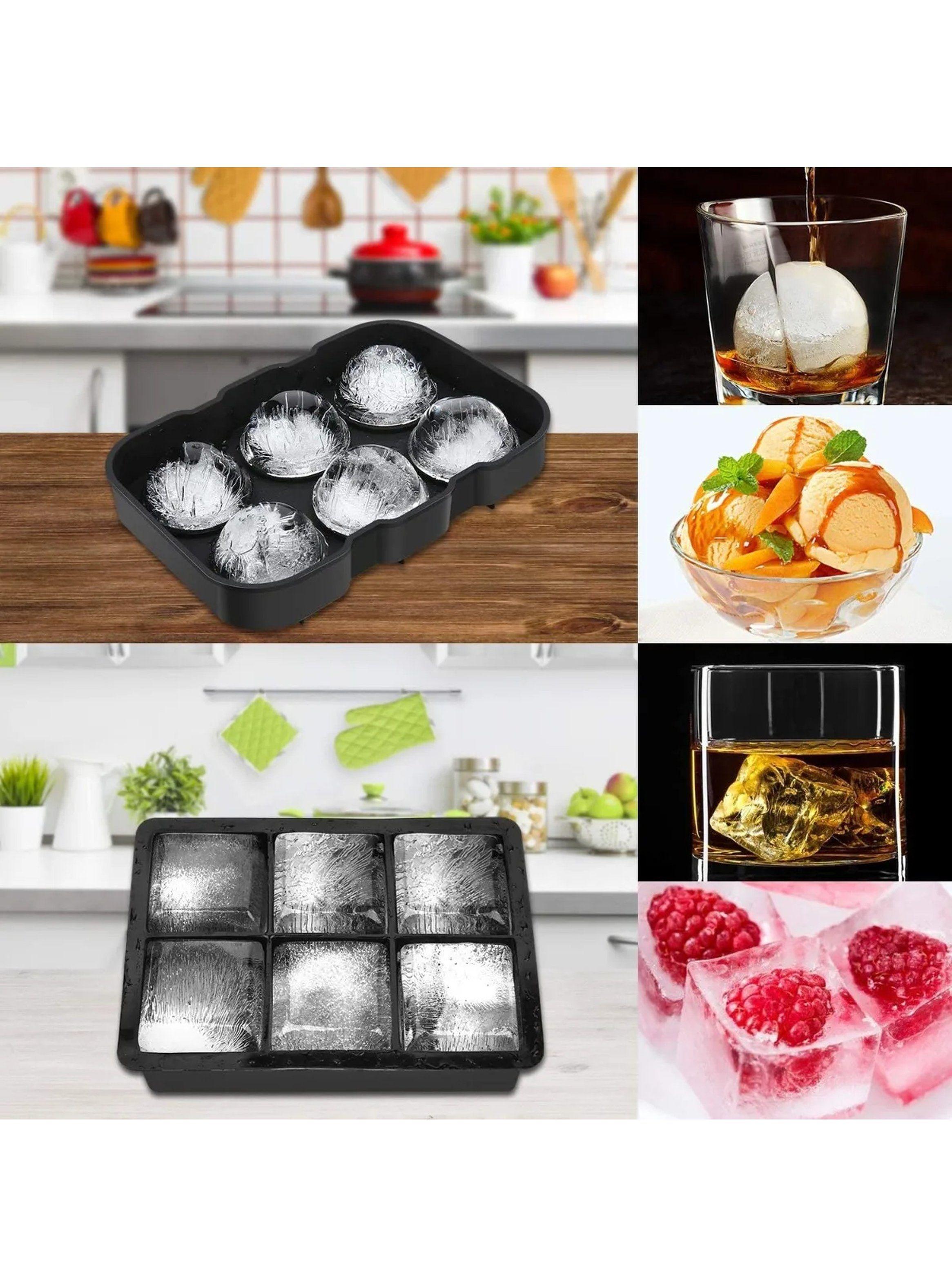 Molde de Silicona para Cubos y Esferas de Hielo Negro-6