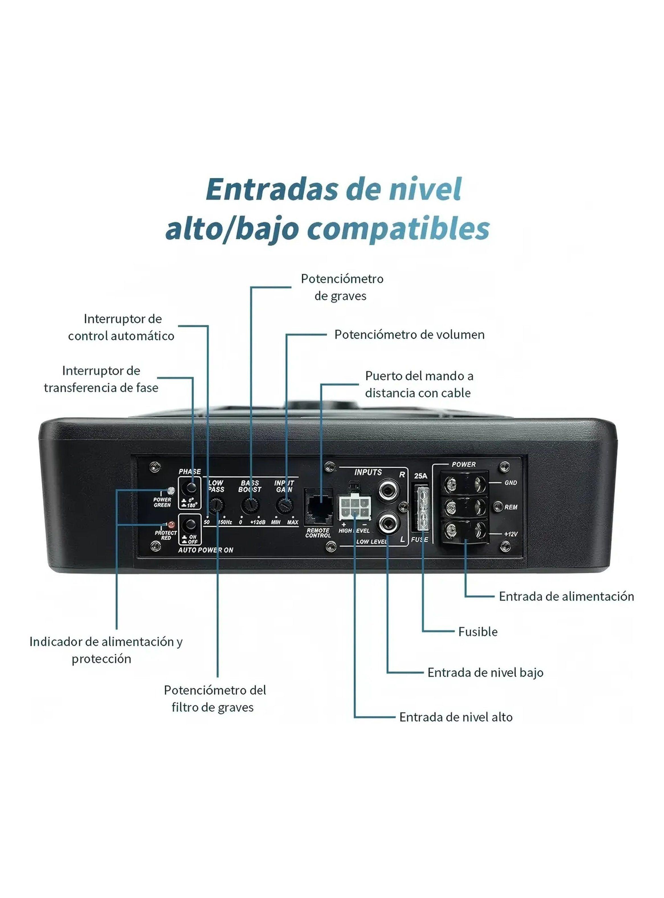 Subwoofer Automotriz 10 Pulgadas 800W LED Multicolor-5