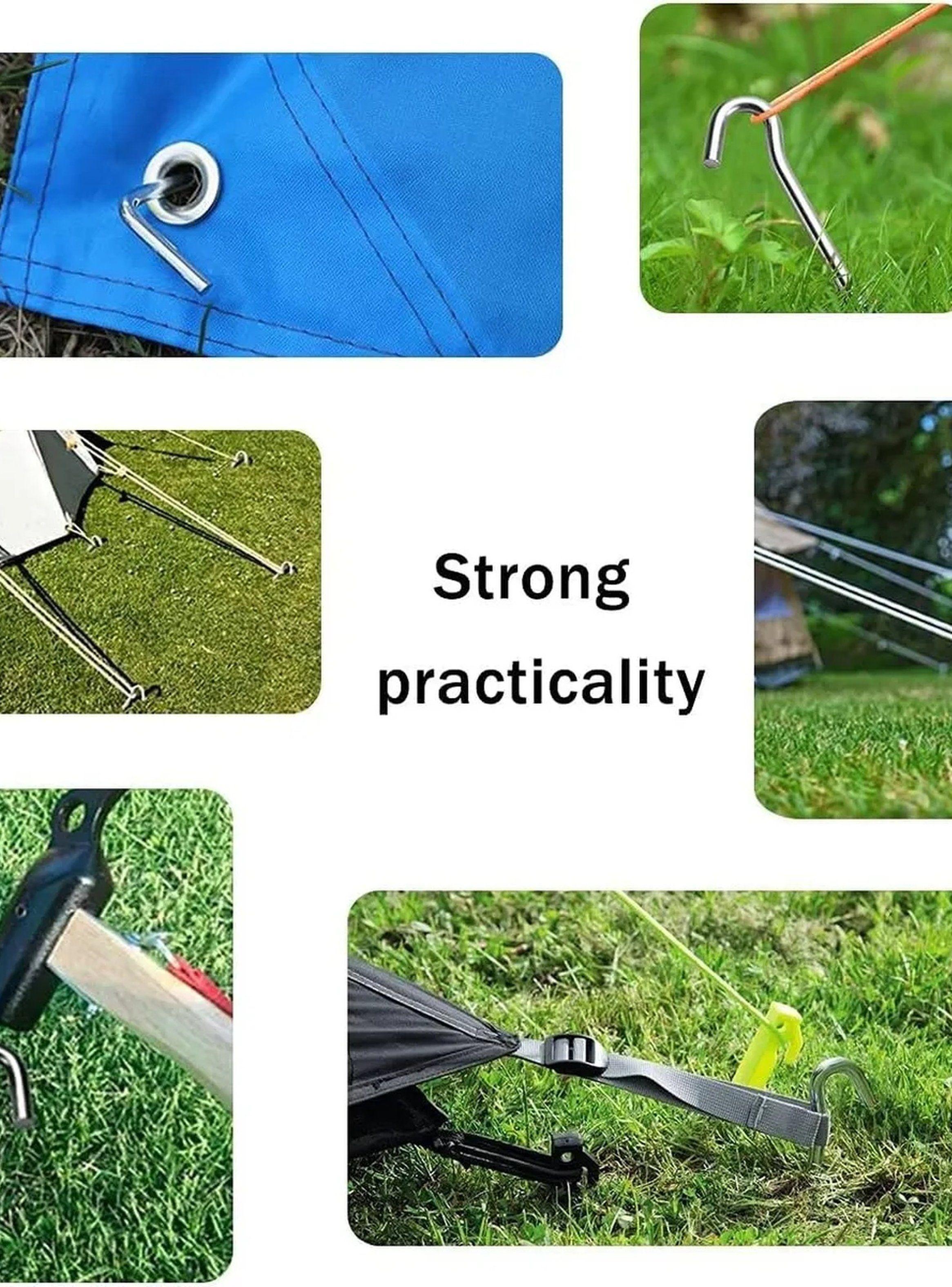 Estacas de Tienda de Campaña Acero Inoxidable Resistentes 30cm-4