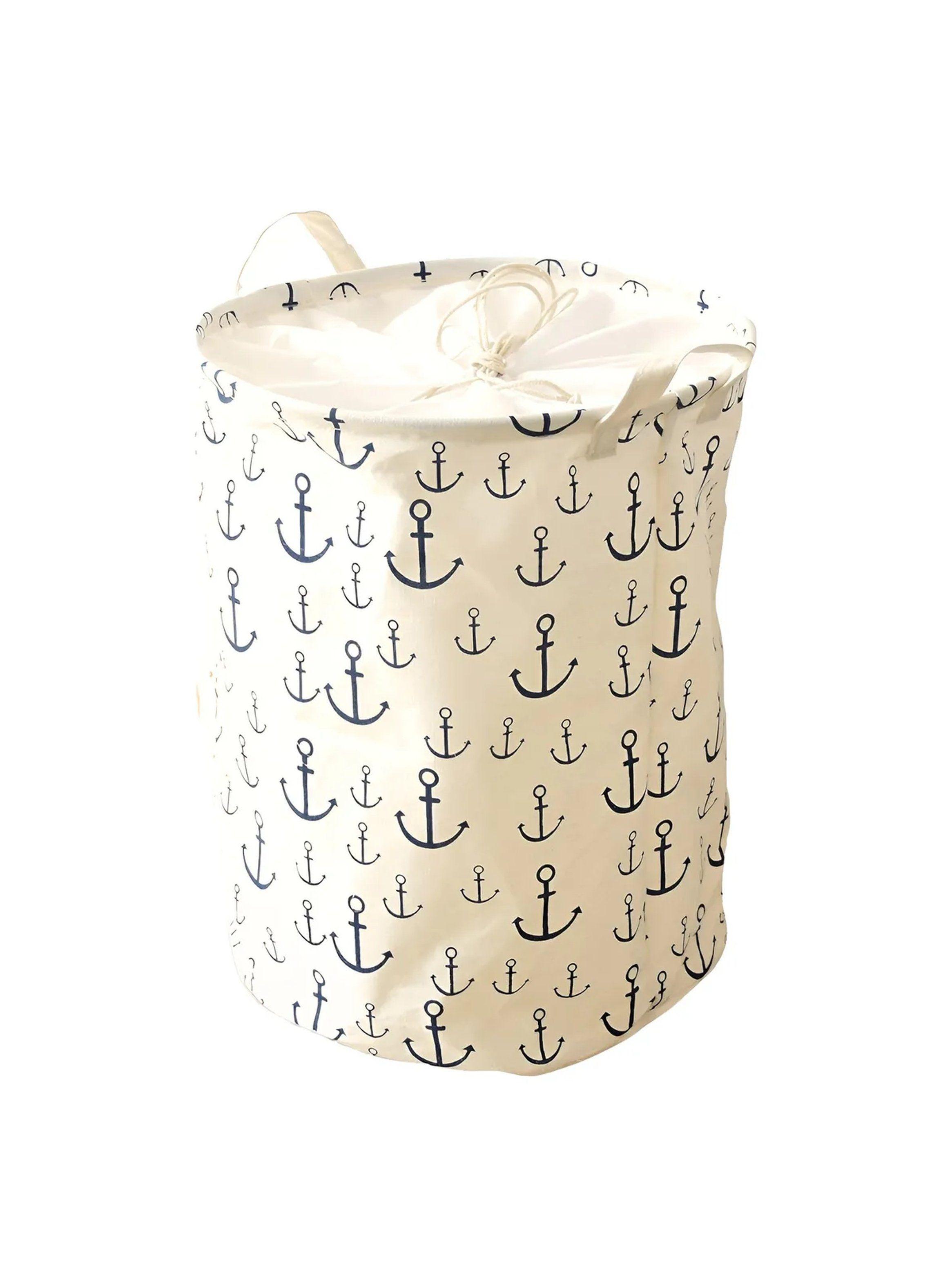 Cesto de Ropa Plegable Tela Impresa Diseño Anclas 45x35 cm-0