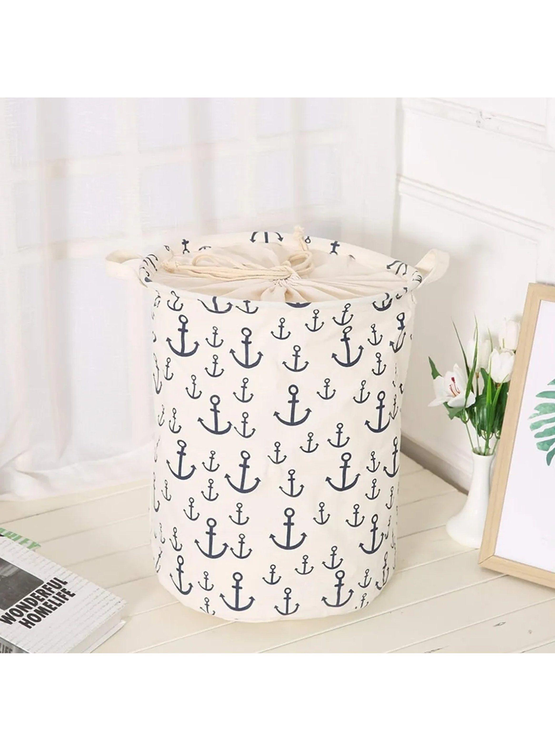 Cesto de Ropa Plegable Tela Impresa Diseño Anclas 45x35 cm-1