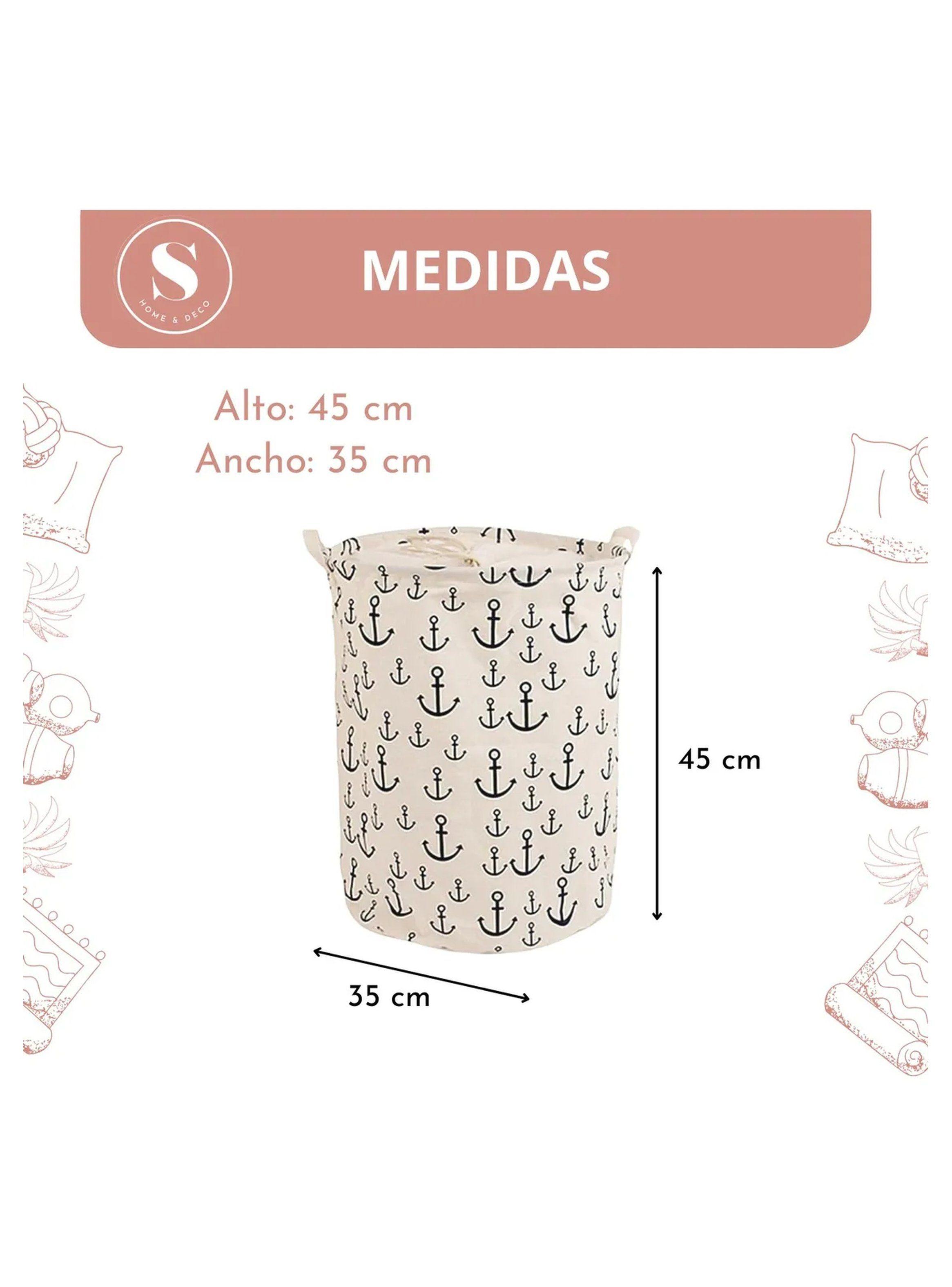 Cesto de Ropa Plegable Tela Impresa Diseño Anclas 45x35 cm-2