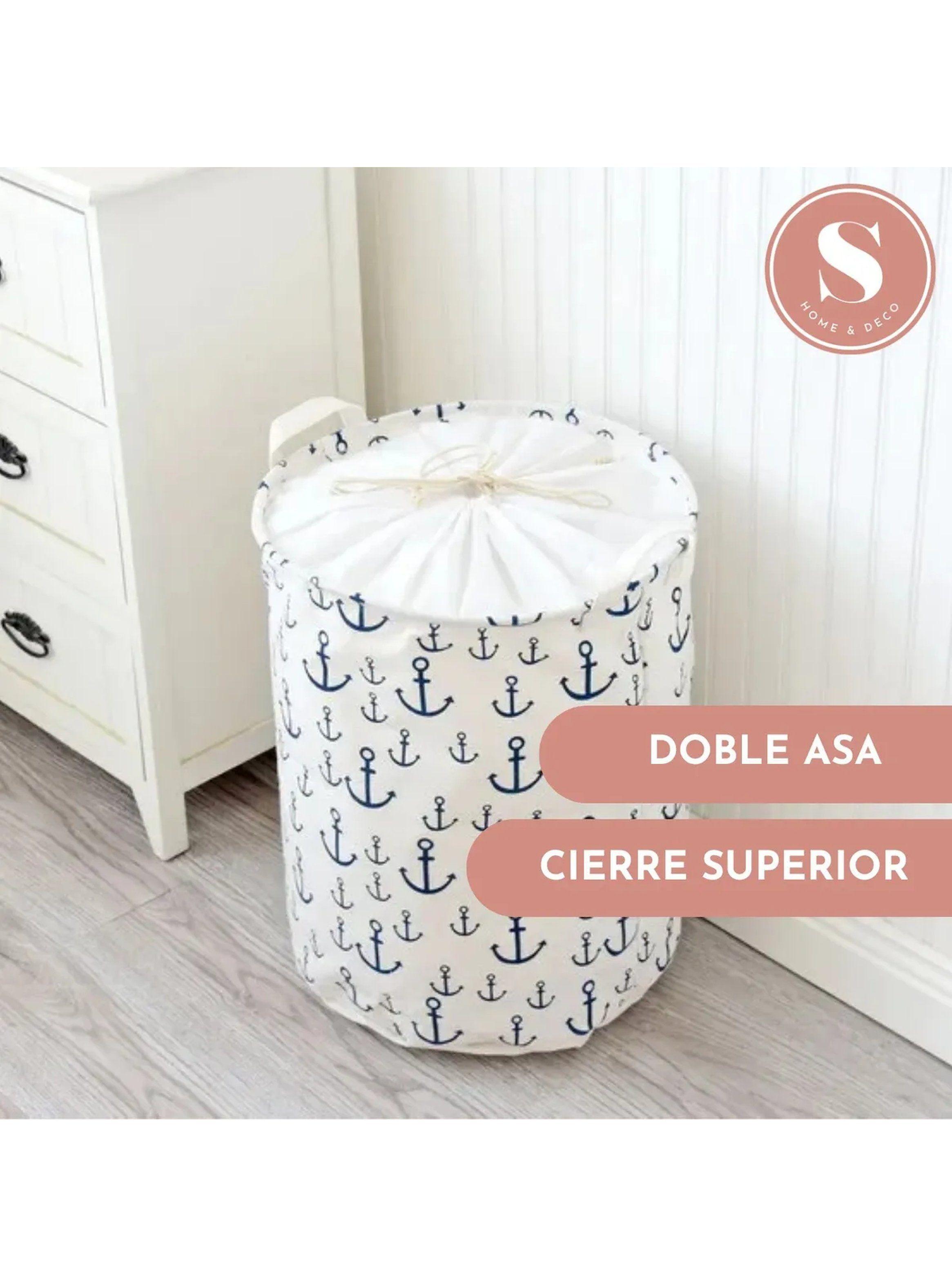 Cesto de Ropa Plegable Tela Impresa Diseño Anclas 45x35 cm-3