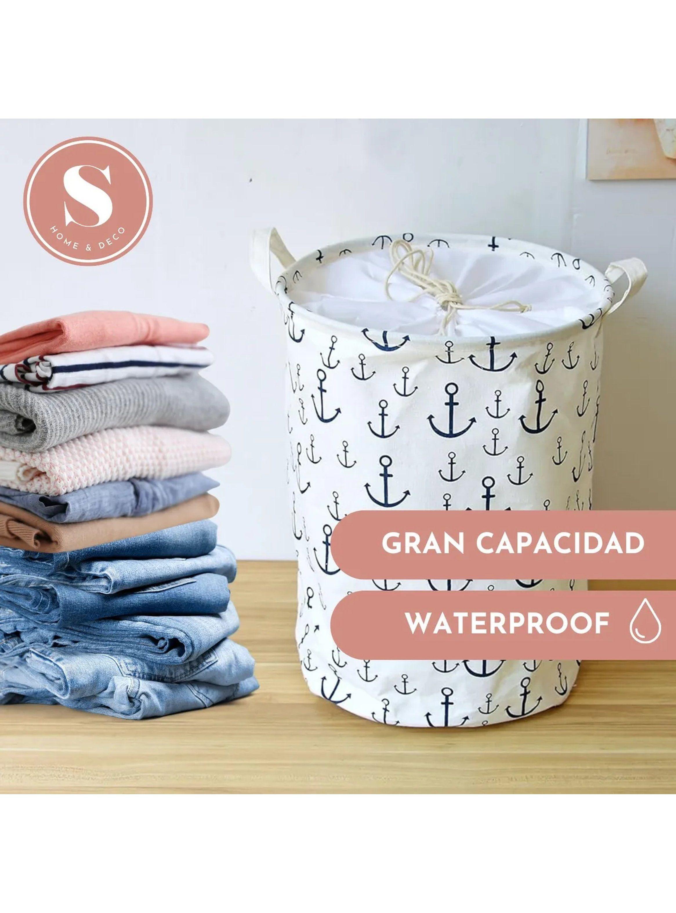 Cesto de Ropa Plegable Tela Impresa Diseño Anclas 45x35 cm-4