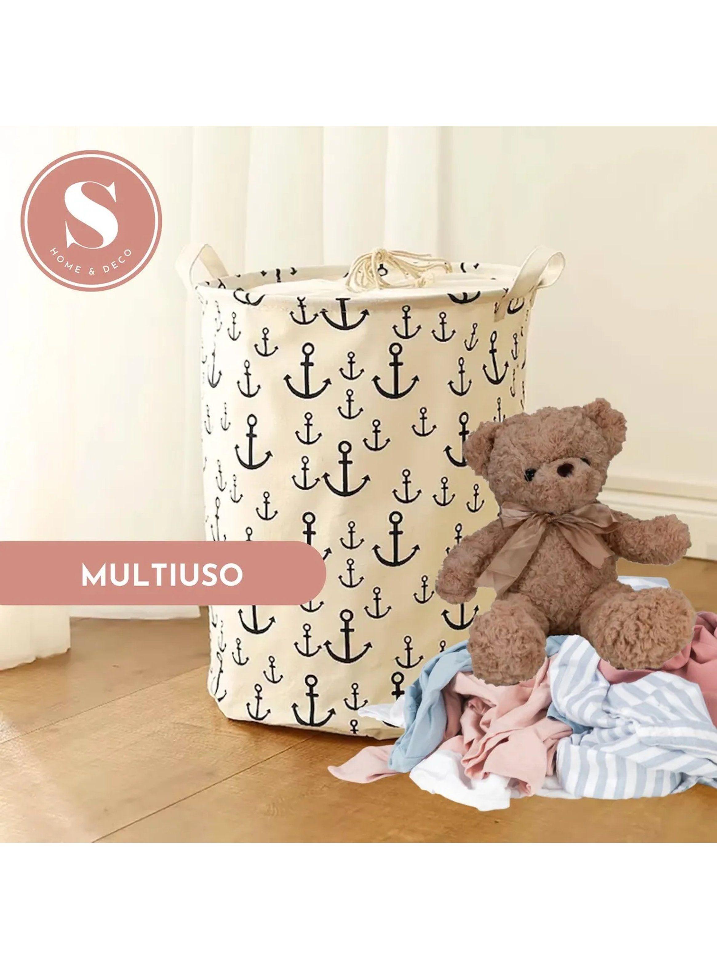 Cesto de Ropa Plegable Tela Impresa Diseño Anclas 45x35 cm-6