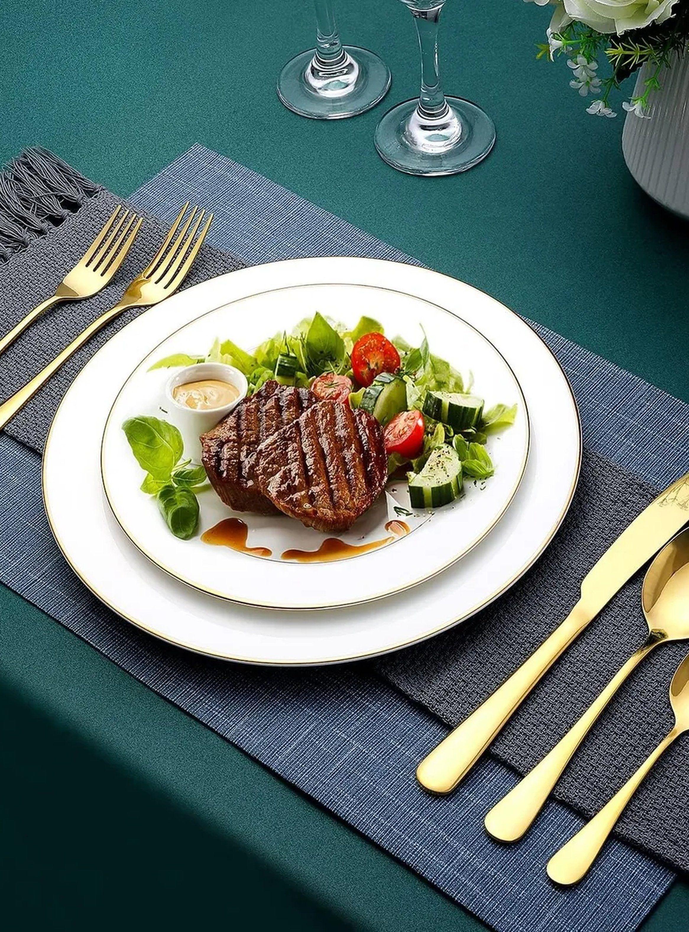 Juego de Cubiertos de Acero Inoxidable Recubrimiento Dorado 24 Piezas-5