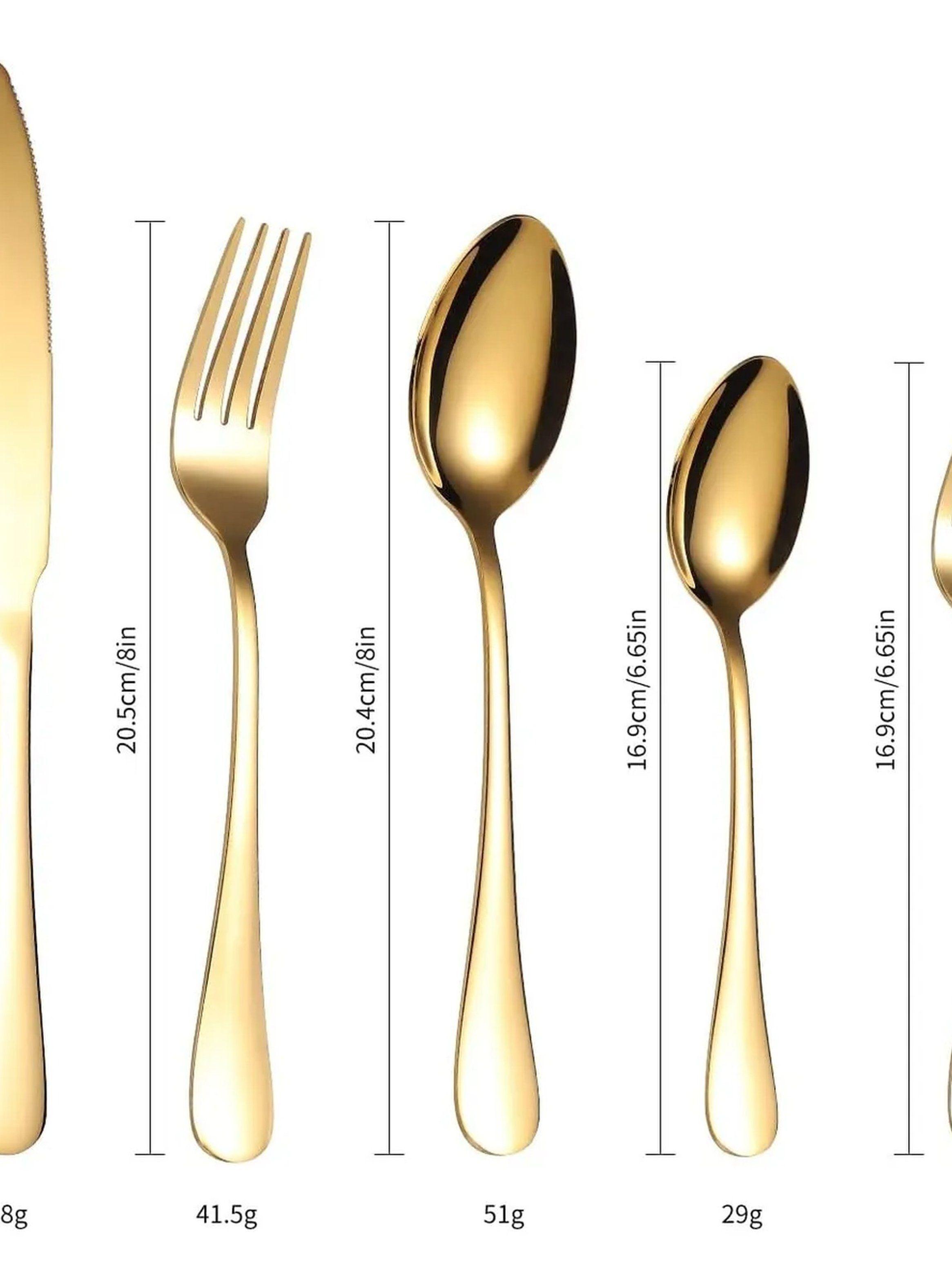 Juego de Cubiertos de Acero Inoxidable Recubrimiento Dorado 24 Piezas-7