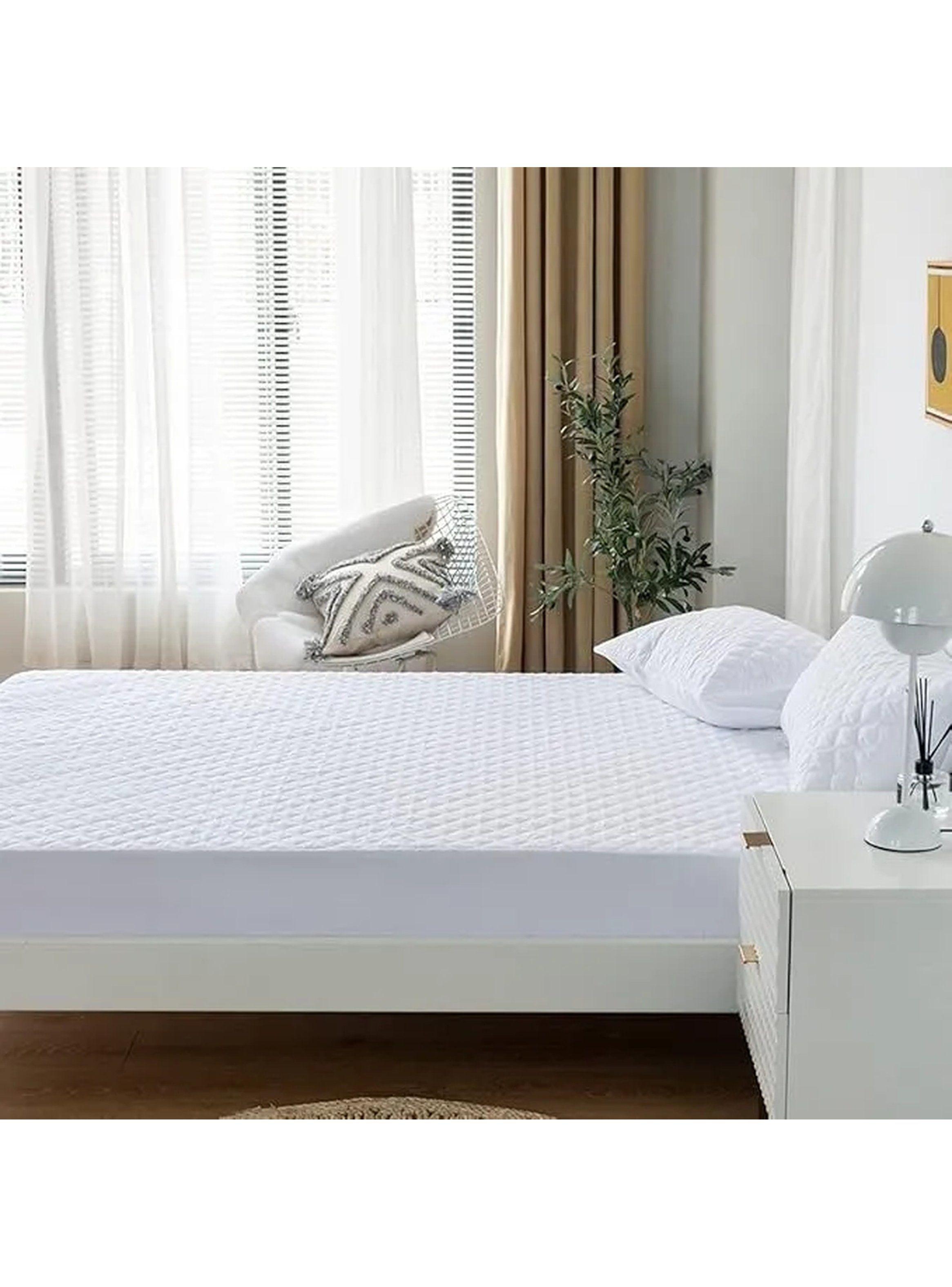 Protector de Colchón Impermeable Acolchado Transpirable Blanco-4