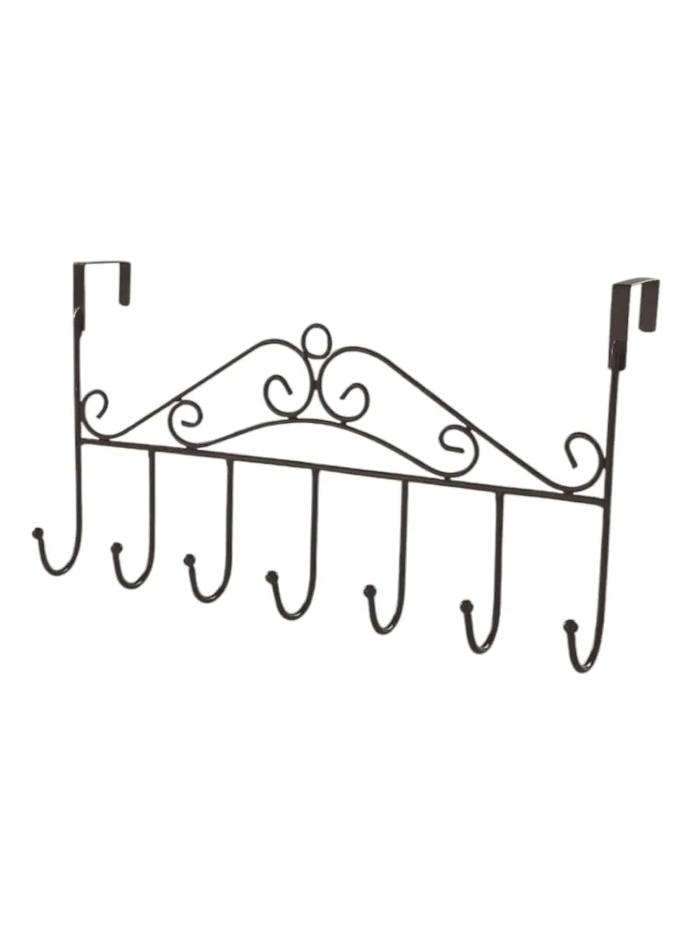 Colgador de Puerta Metálico con 8 Ganchos 41x22 cm Negro-4