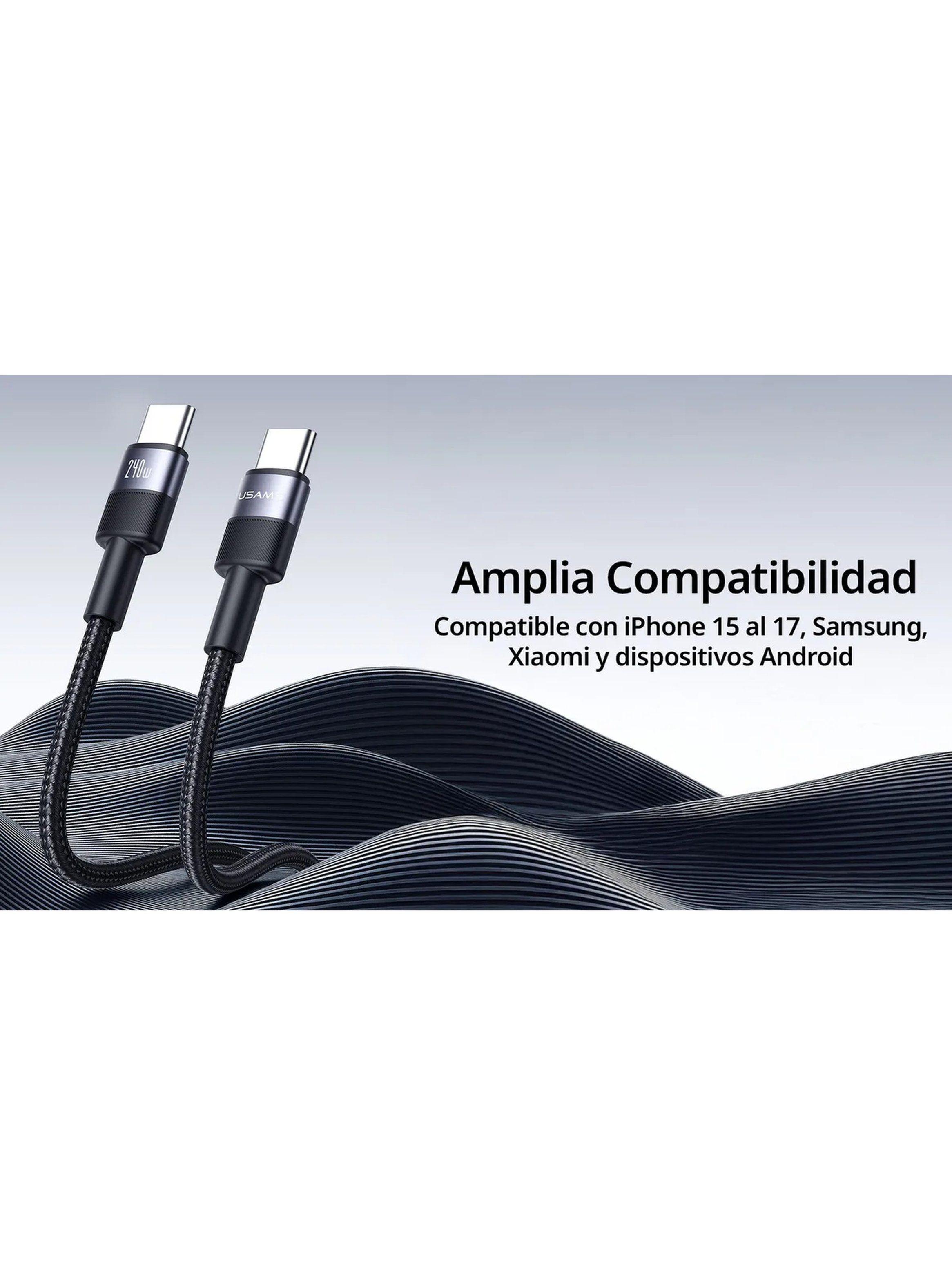 Cable de Carga USB-C 240W Nylon Trenzado Compatible iPhone y Android-1