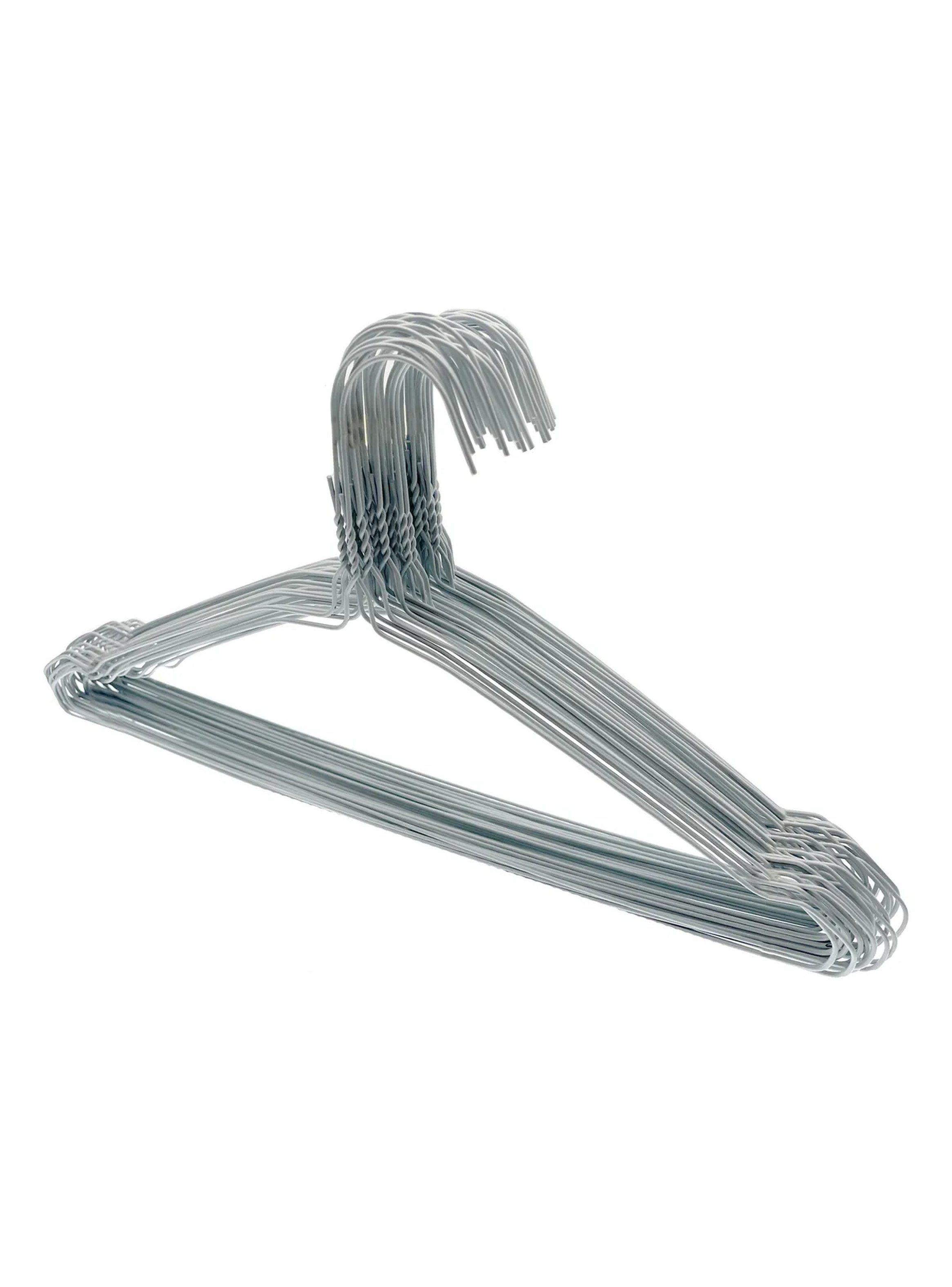 Perchas de Metal Resistentes Plateadas Antideslizantes Paquete de 10 -0