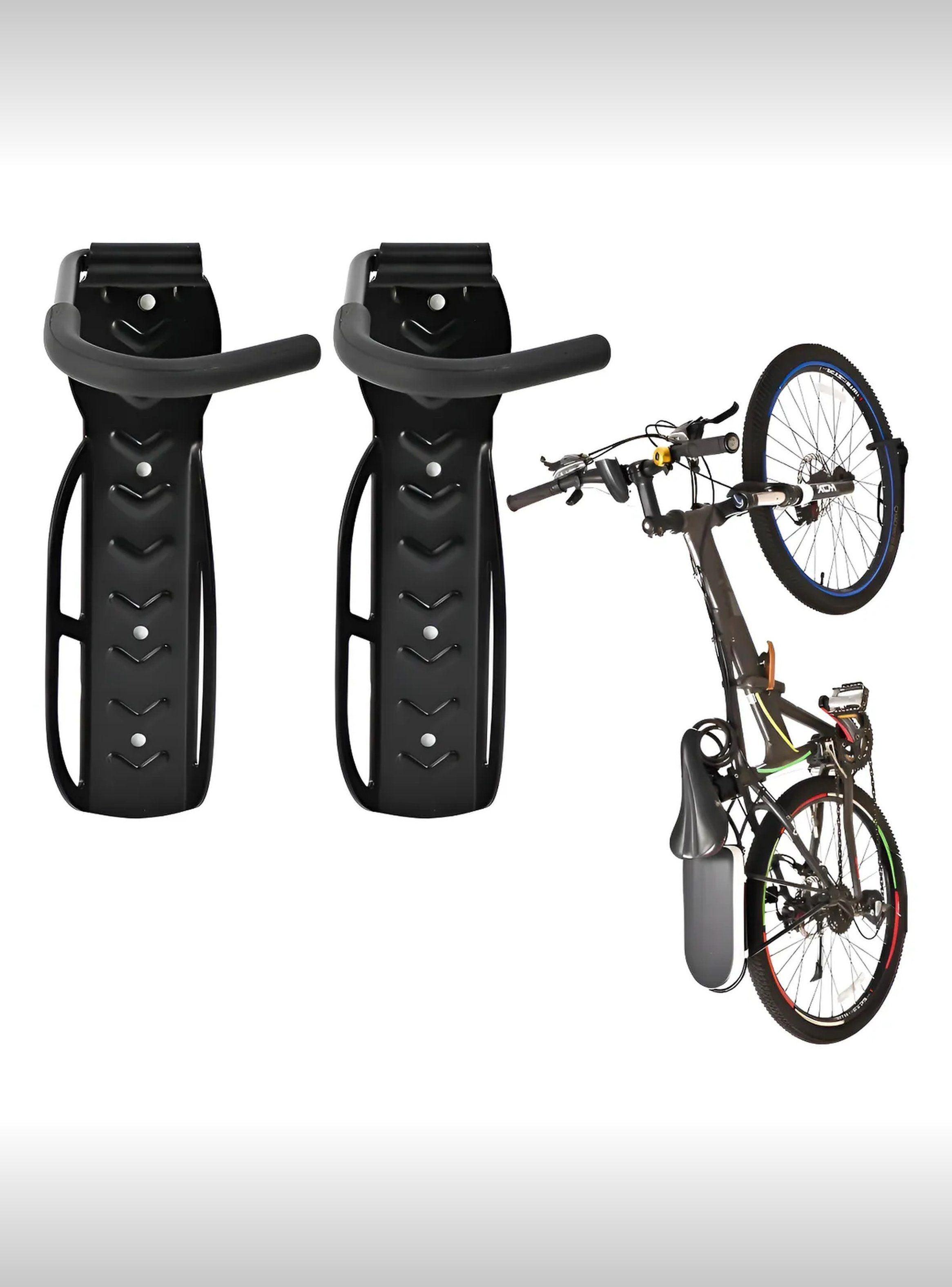 Soporte de Bicicleta de Pared Vertical Juego de 2 Piezas Negro-0