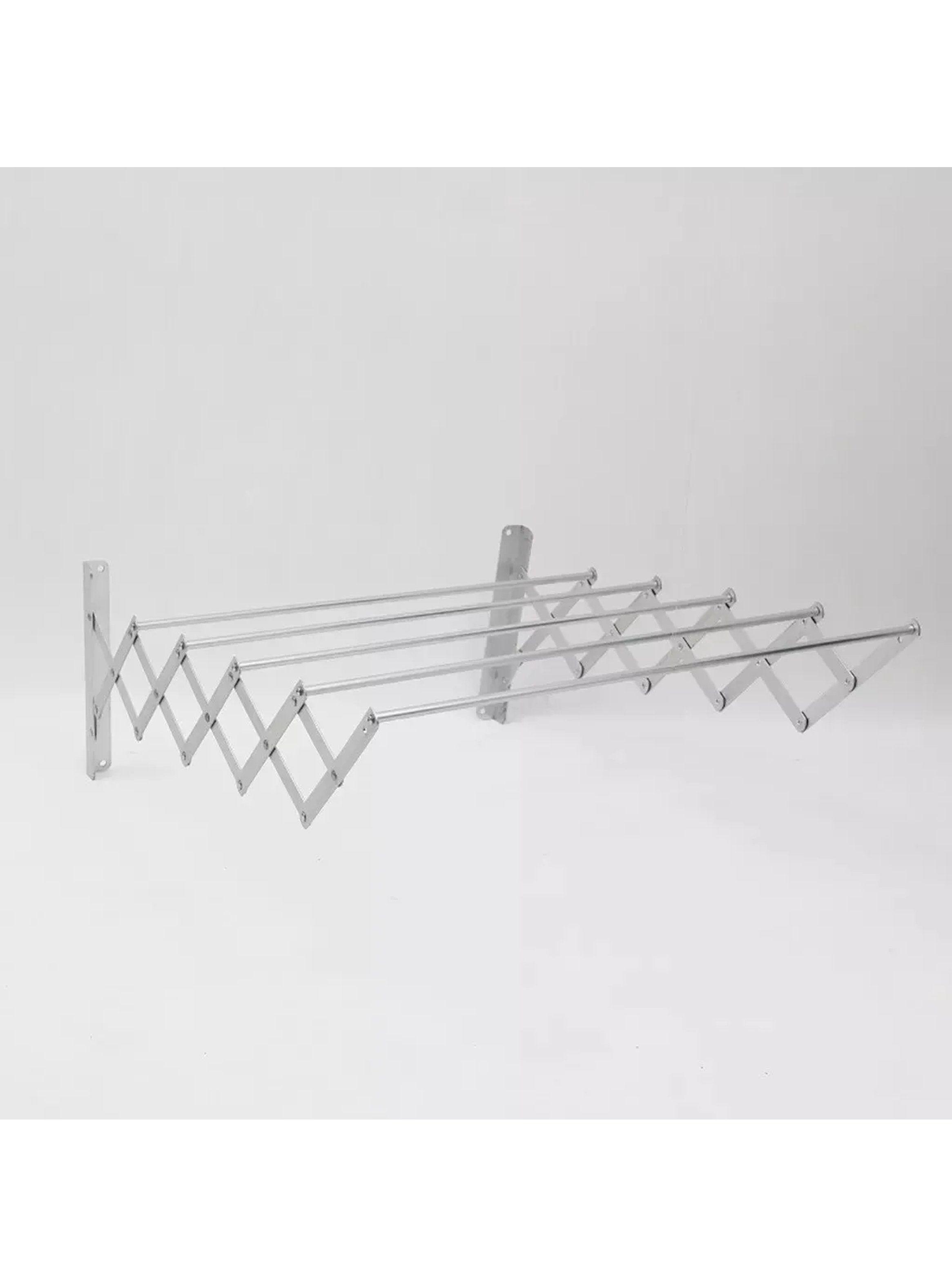 Tendedero Retráctil Plegable de Pared de Metal Blanco-3