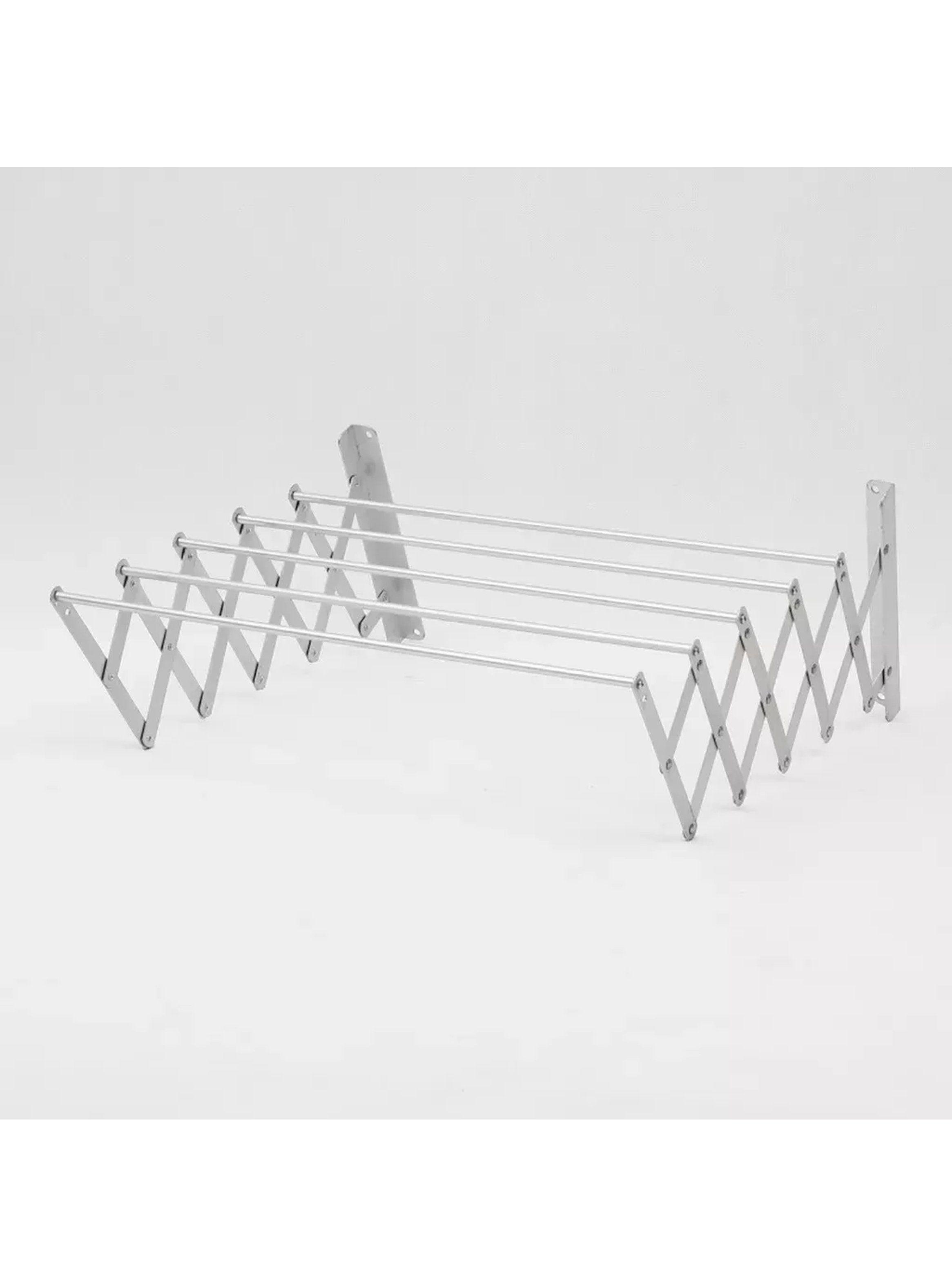 Tendedero Retráctil Plegable de Pared de Metal Blanco-4