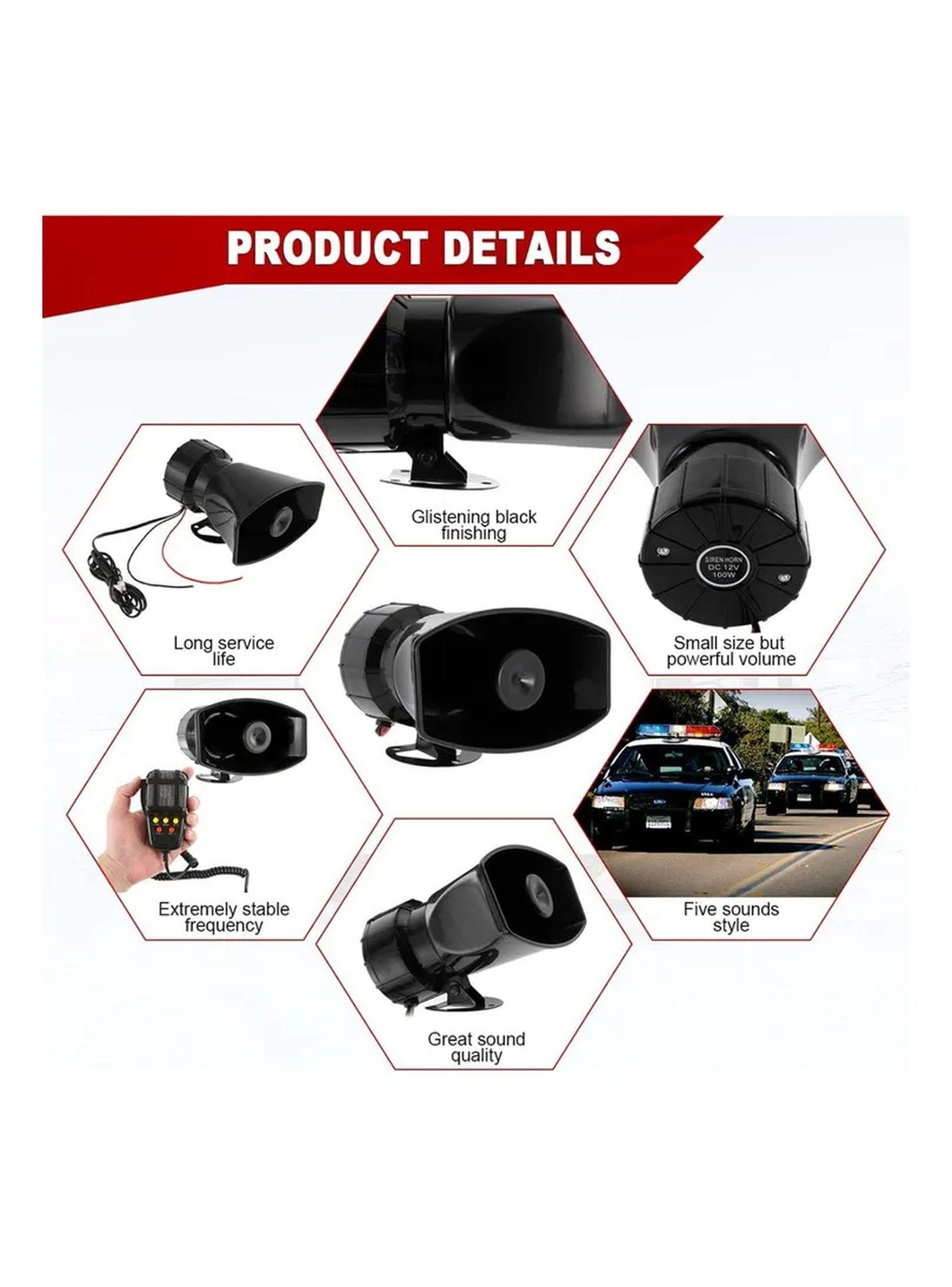 Altavoz Sirena para Vehículo 12V 100W 7 Tonos 115-120dB-7
