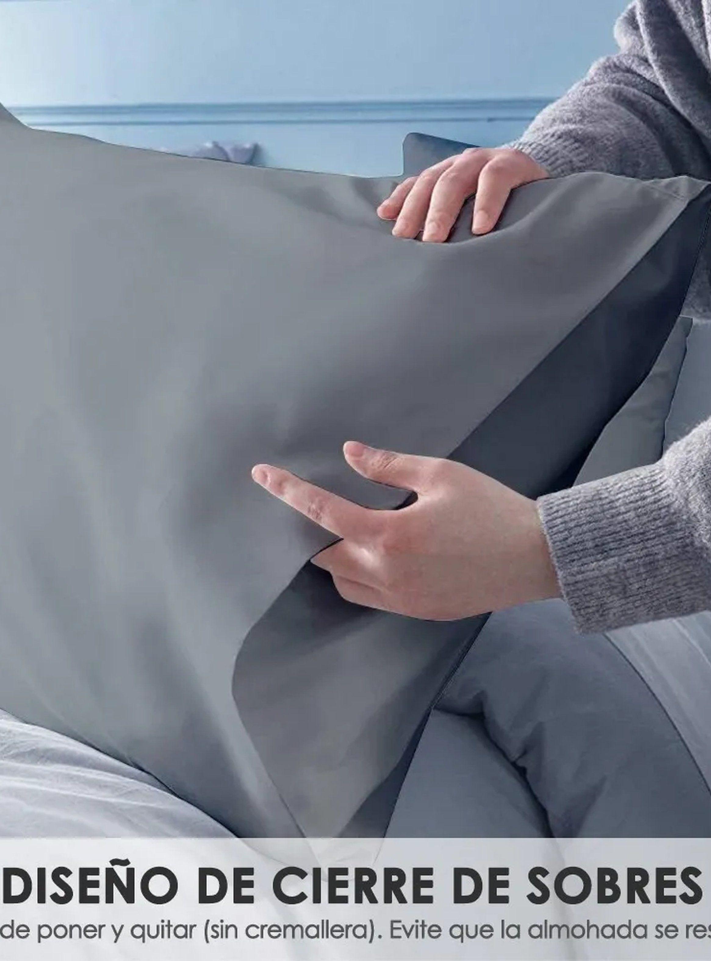 Funda de Almohada Microfibra Hipoalergénica Gris-3