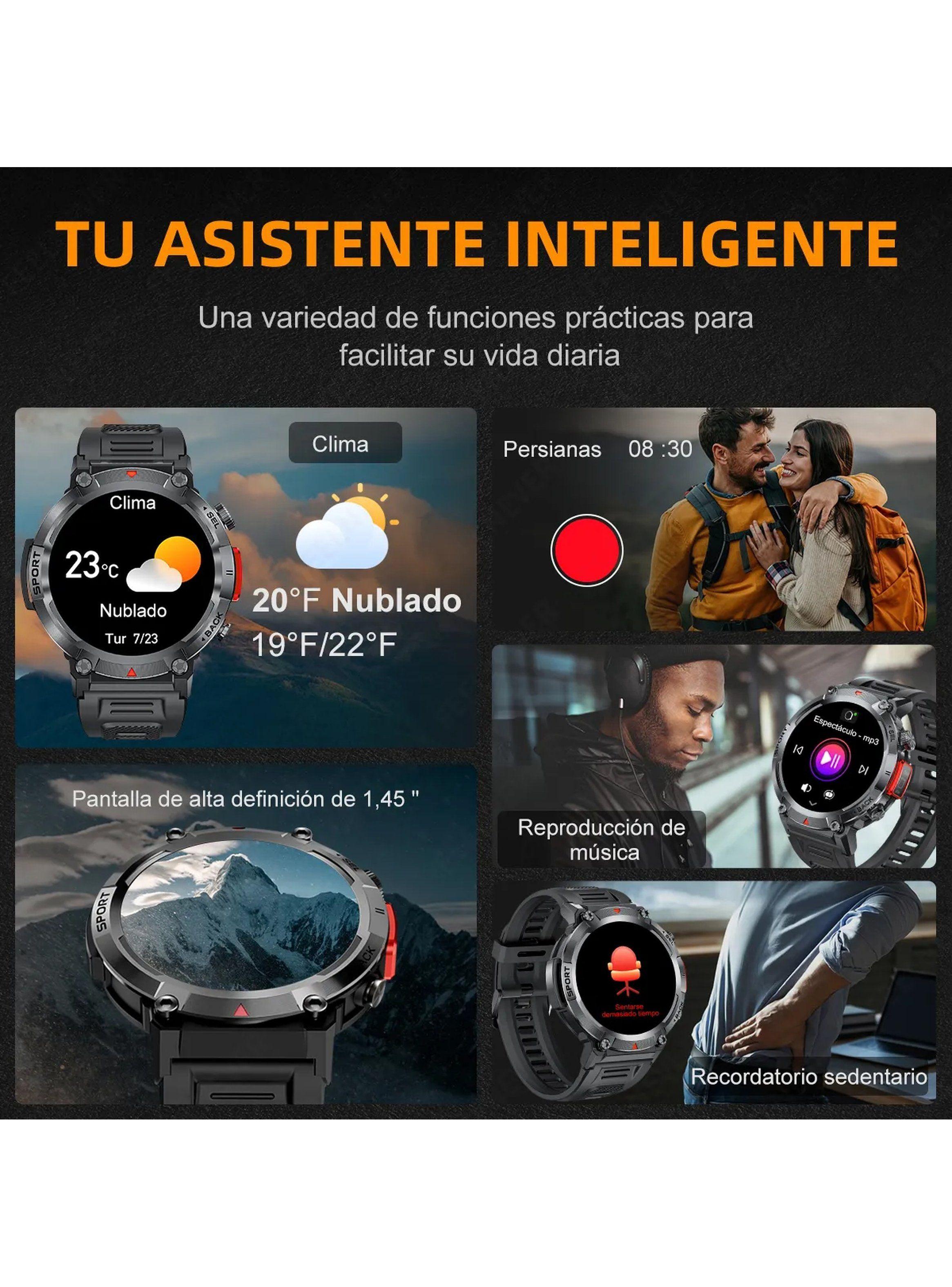 Reloj Inteligente Deportivo Multifunción Hombre Bluetooth Resistente-3