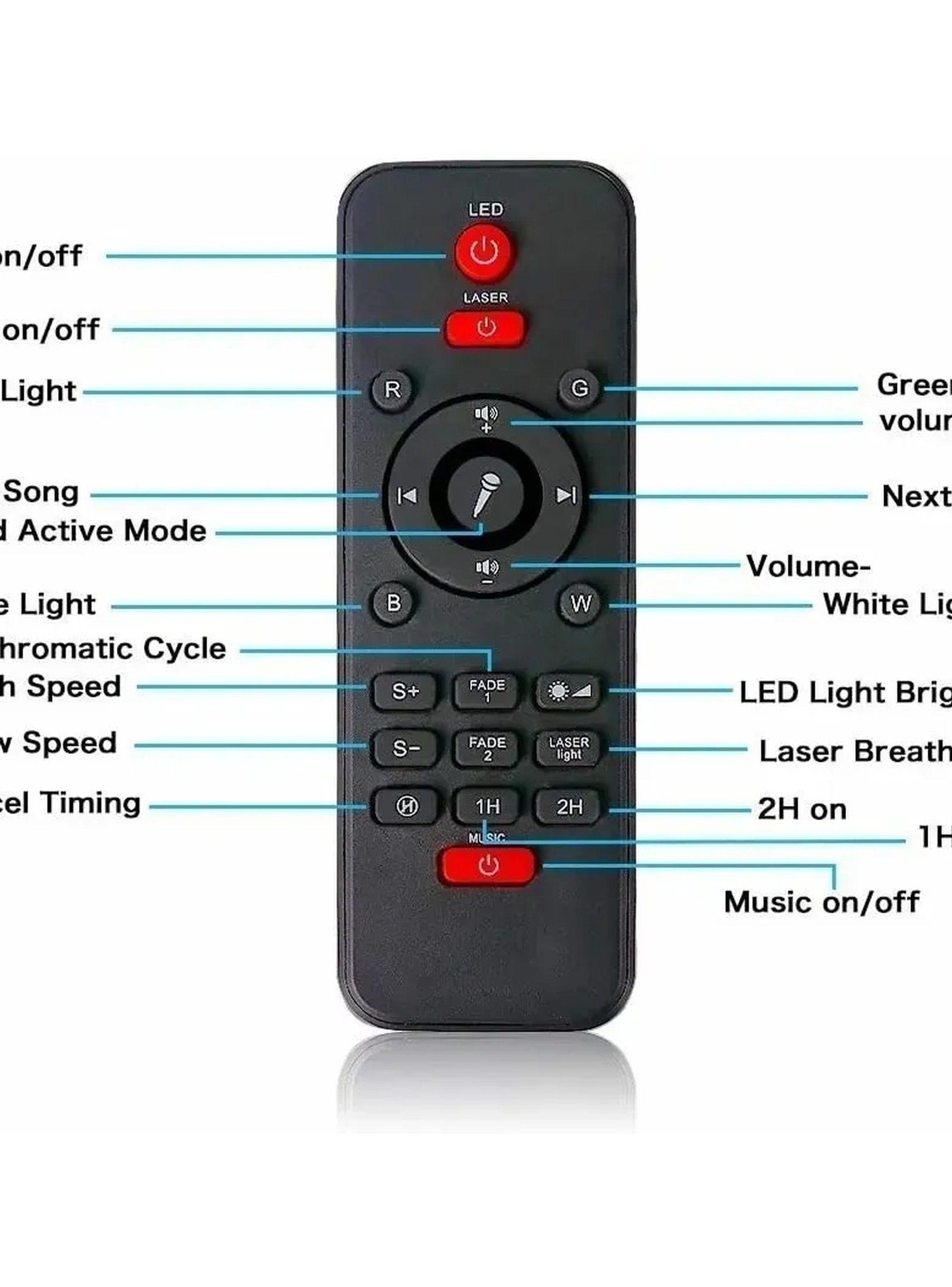 Proyector de Luz Nocturna Estrella Control Remoto USB Bluetooth-3