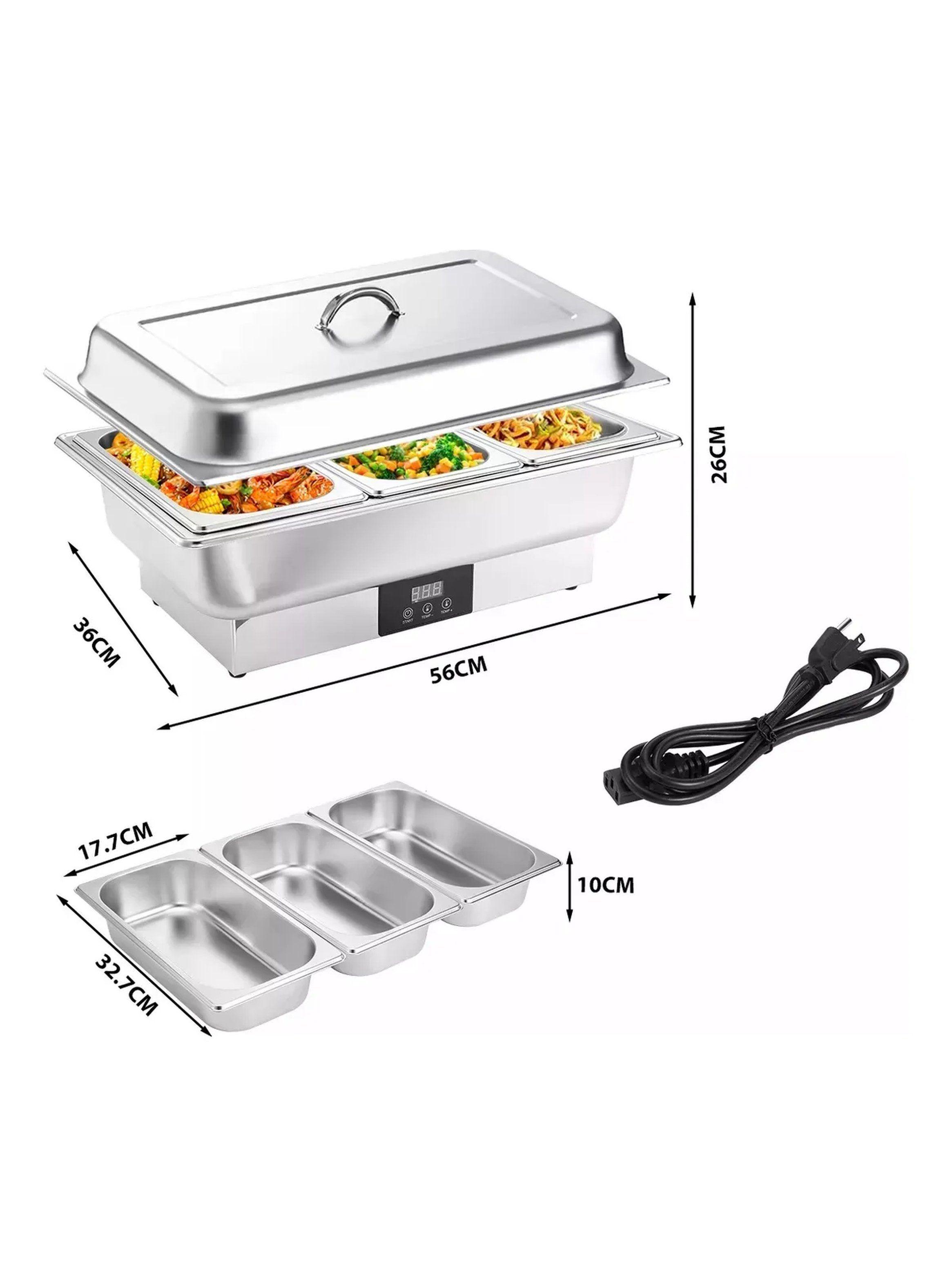 Calentador de Alimentos Eléctrico Acero Inoxidable 3 Compartimientos 56cm-1