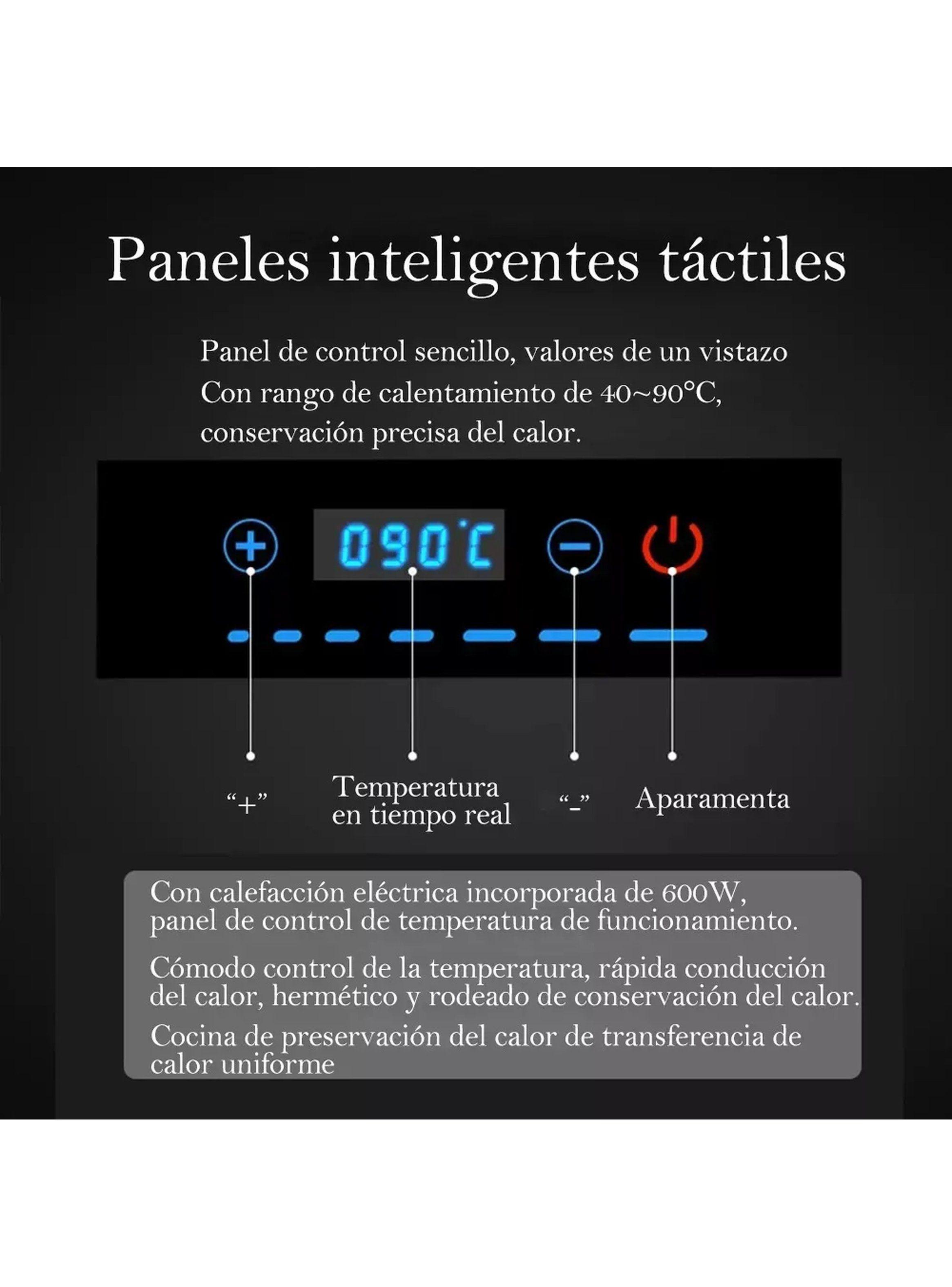 Calentador de Alimentos Eléctrico Acero Inoxidable 3 Compartimientos 56cm-3