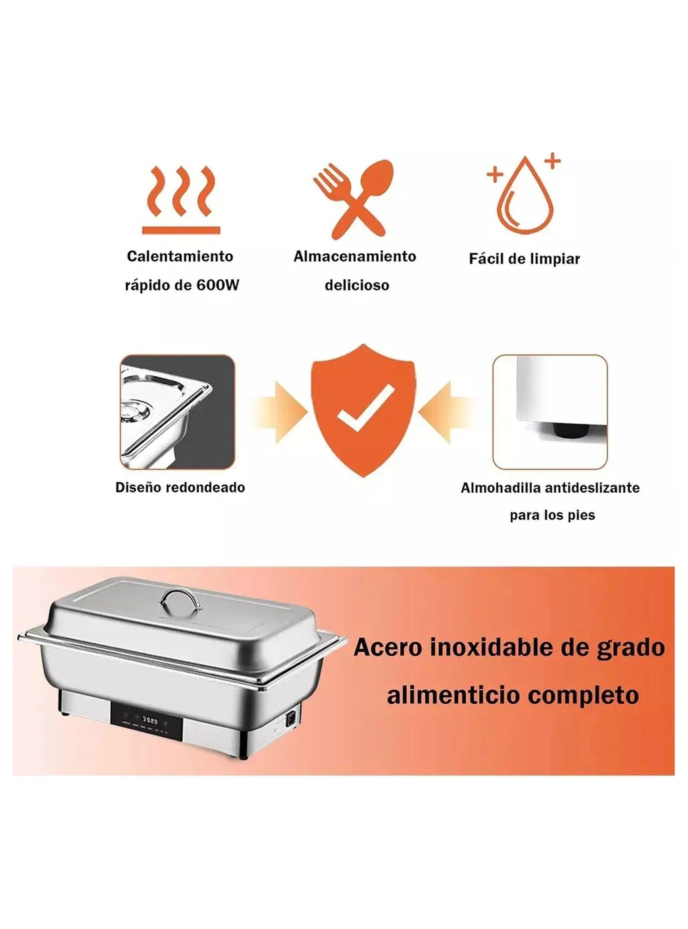 Calentador de Alimentos Eléctrico Acero Inoxidable 3 Compartimientos 56cm-5