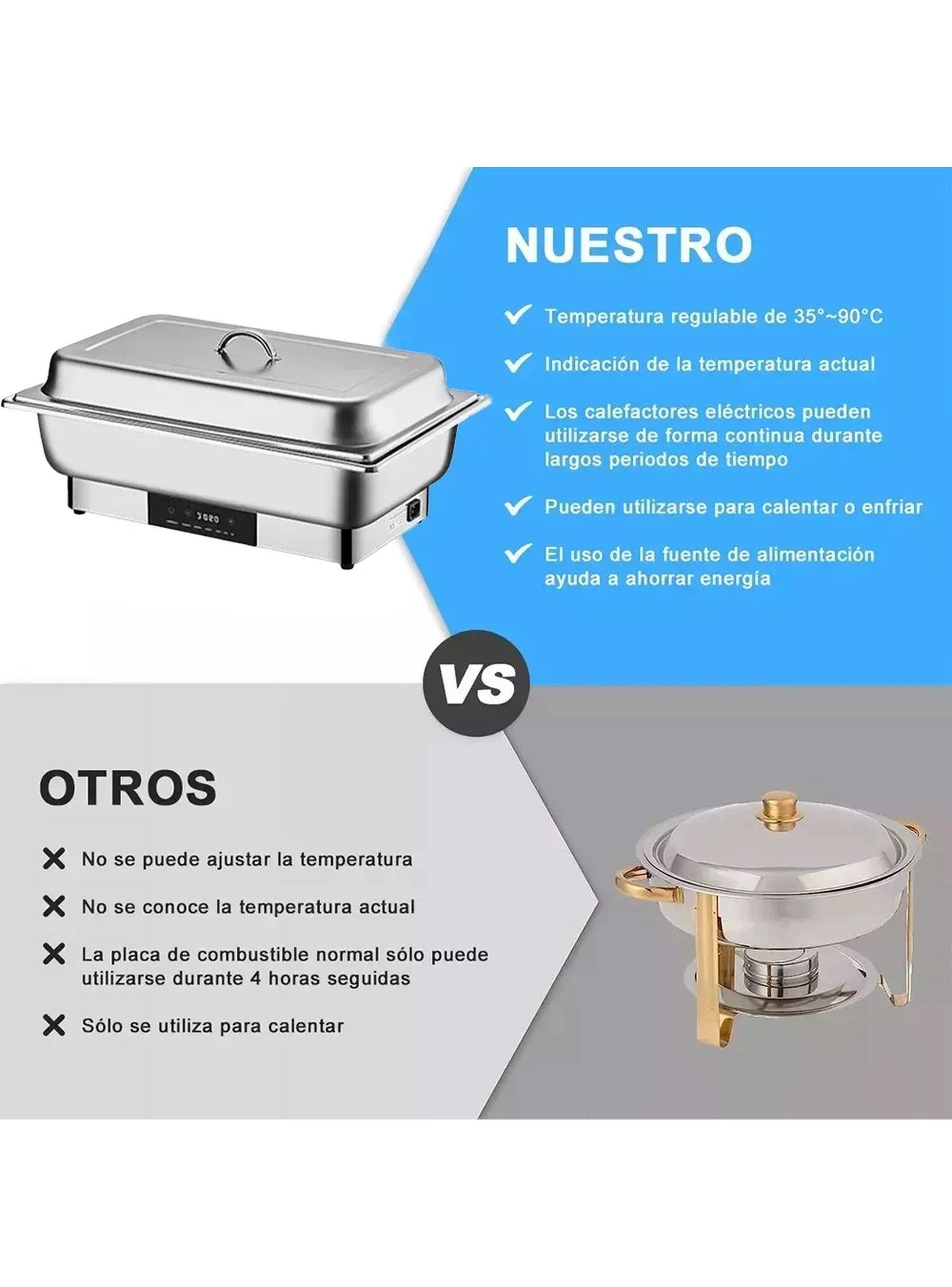 Calentador de Alimentos Eléctrico Acero Inoxidable 3 Compartimientos 56cm-6