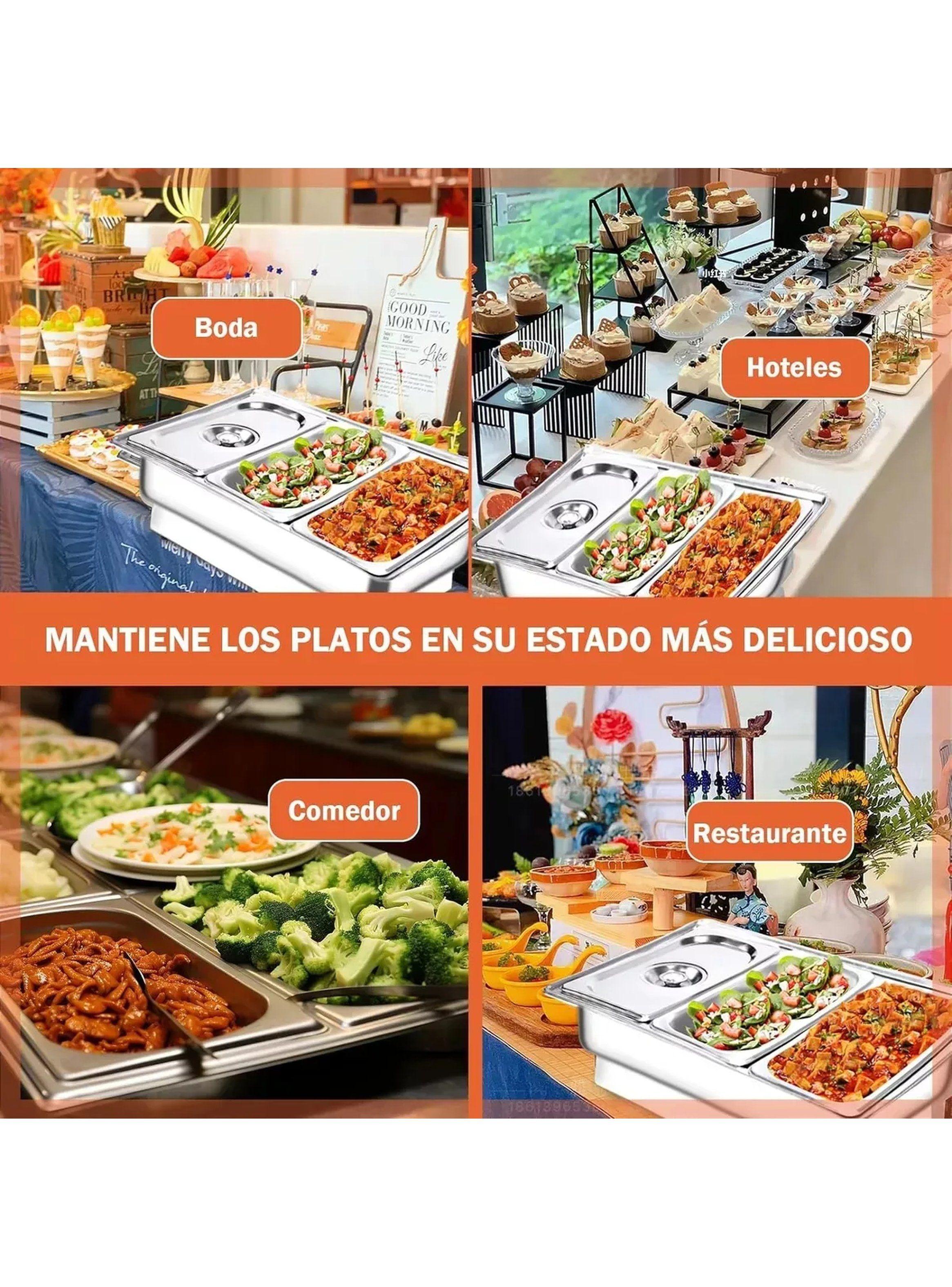 Calentador de Alimentos Eléctrico Acero Inoxidable 3 Compartimientos 56cm-8