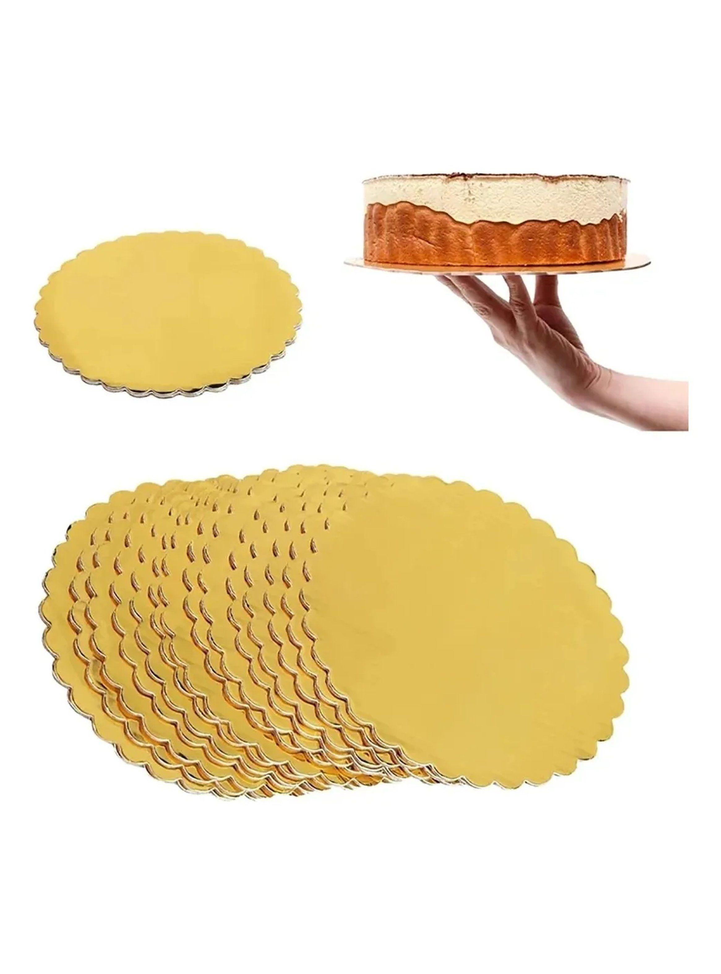 Base Para Tortas Dorada Redonda Cartón Rígido Reforzado-2