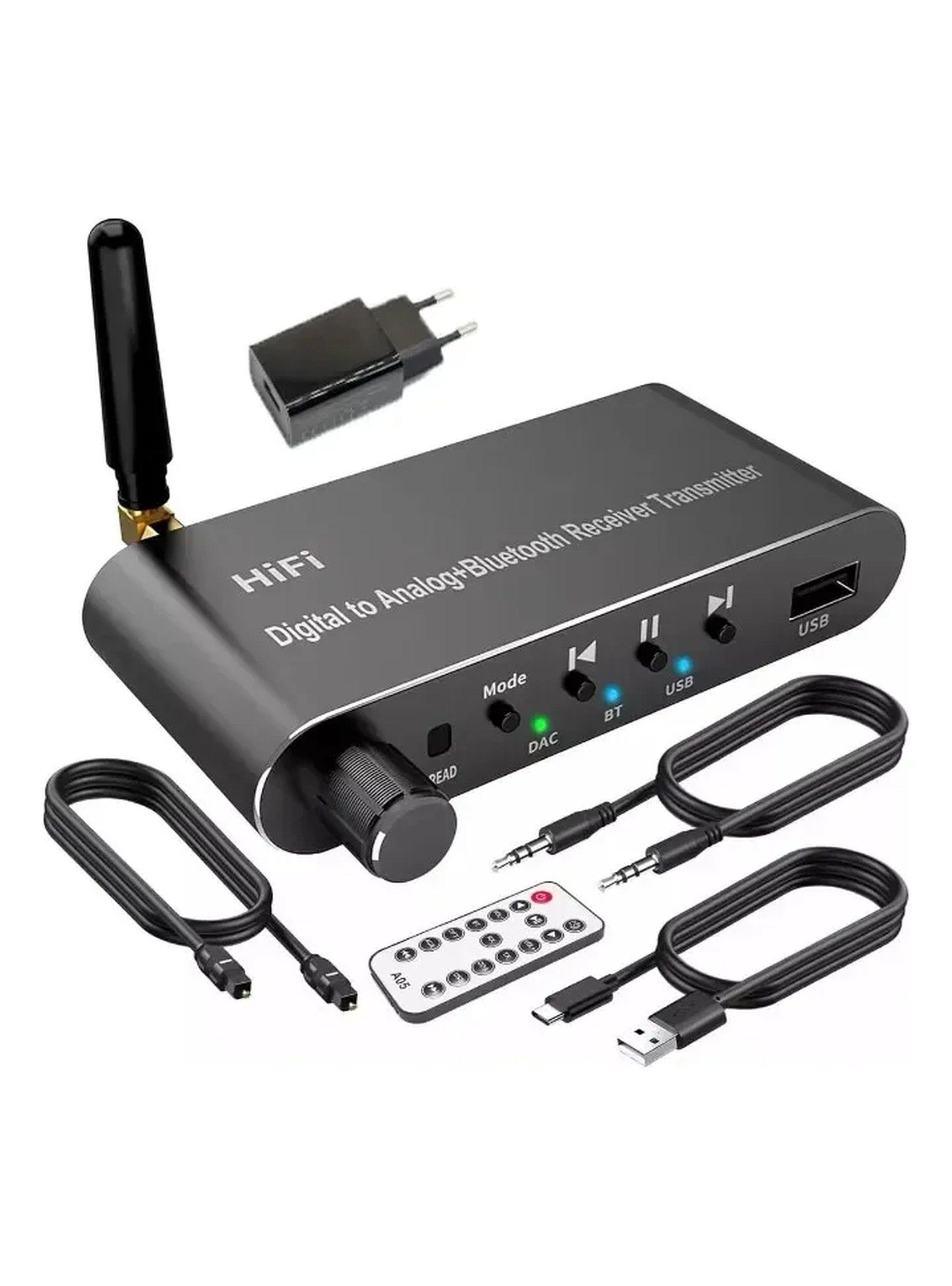 Convertidor Bluetooth 5.1 Digital a Análogo con DAC | Transmisor y Receptor Audio-0