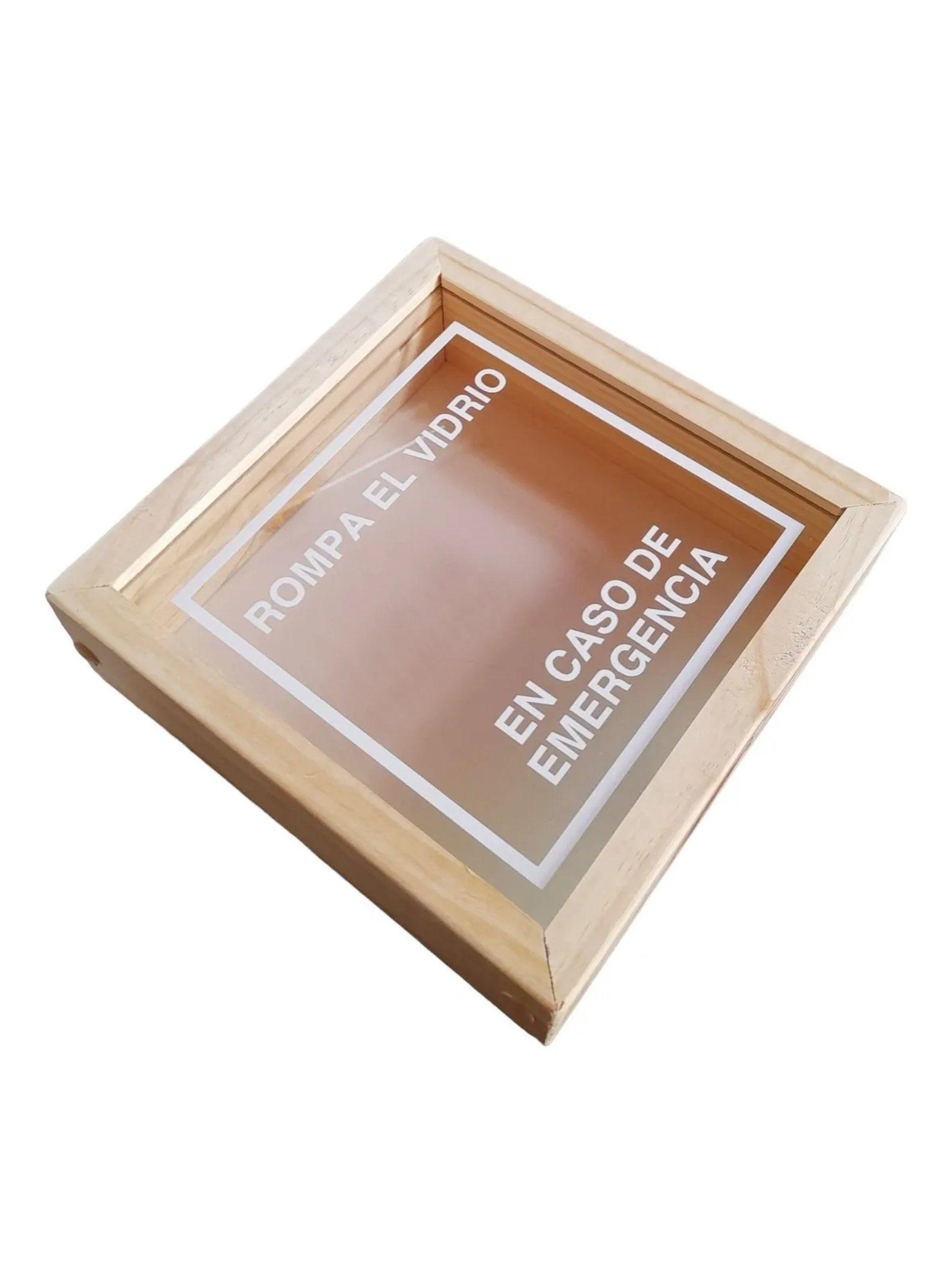 Caja Rompevidrio Emergencias Madera Con Vidrio-0