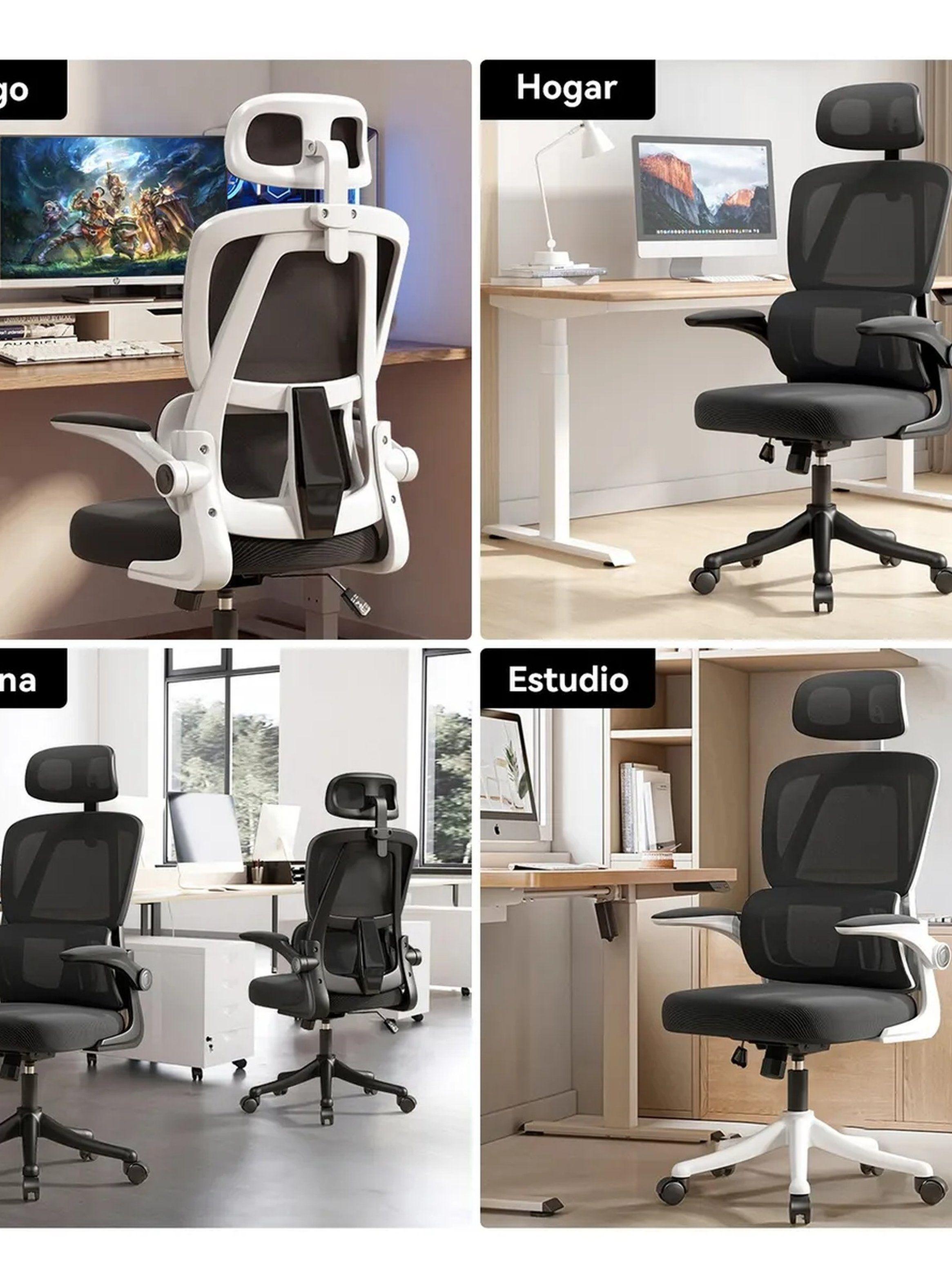 Silla de Oficina Ergonómica Ajustable Respaldo de Malla Blanca-6
