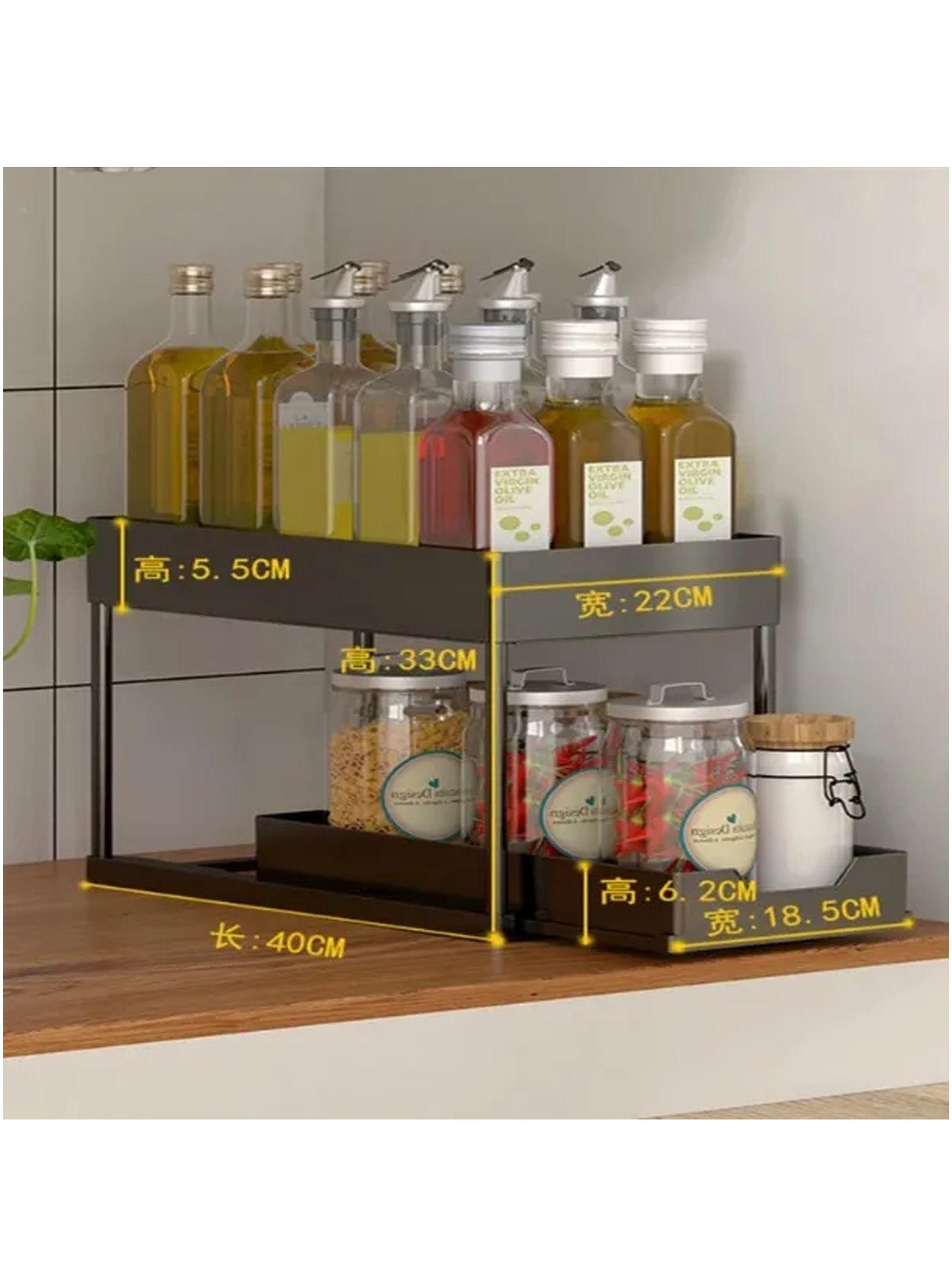 Organizador de Cocina Metálico Dos Niveles Negro-1