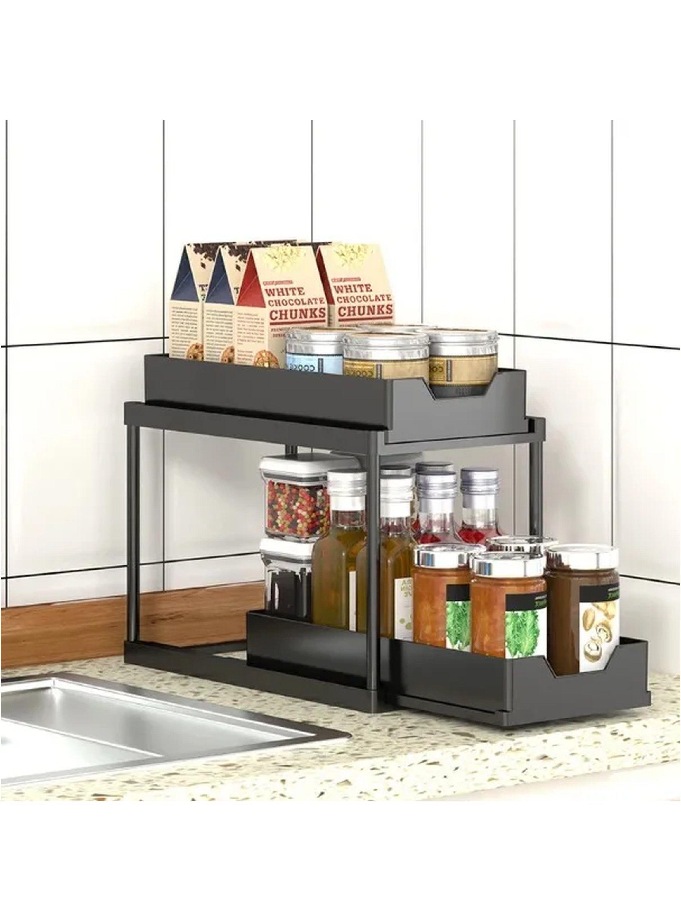 Organizador de Cocina Metálico Dos Niveles Negro-2