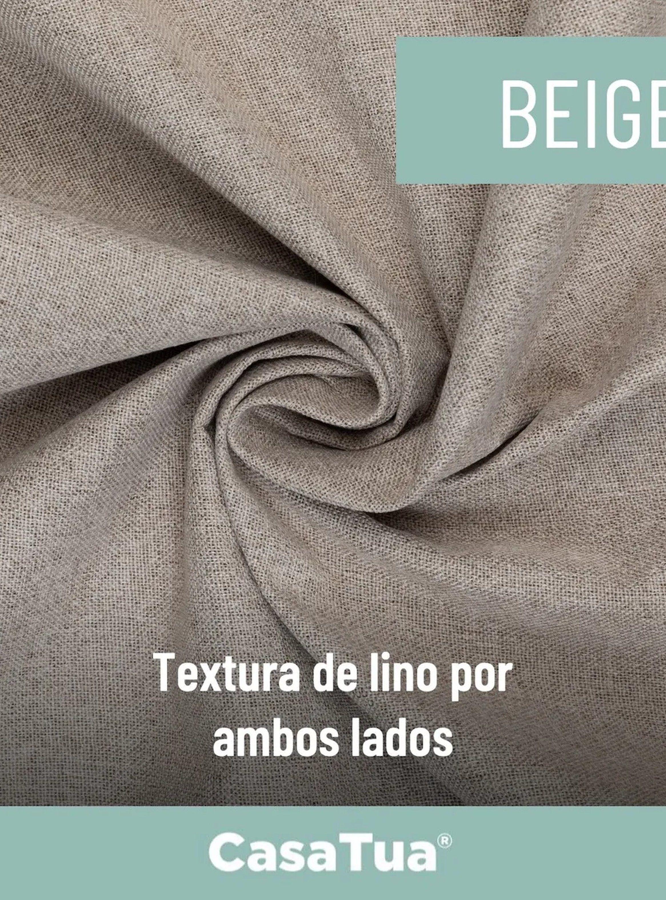 Cortinas Blackout 100% Opacas Tela Textura Lino Beige-6