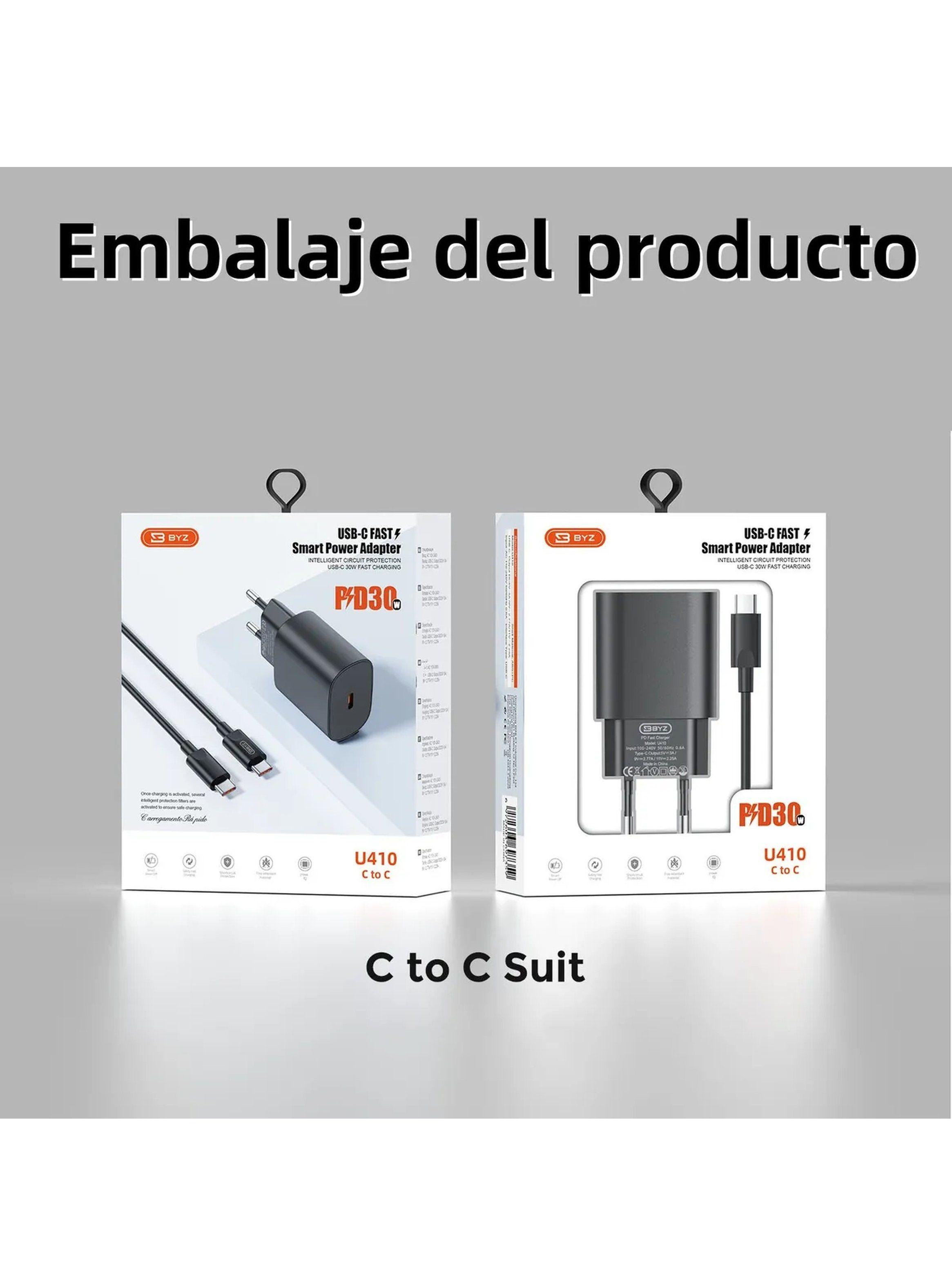 Cargador Rápido USB-C 30W PD Compatible iPhone Samsung Huawei-8