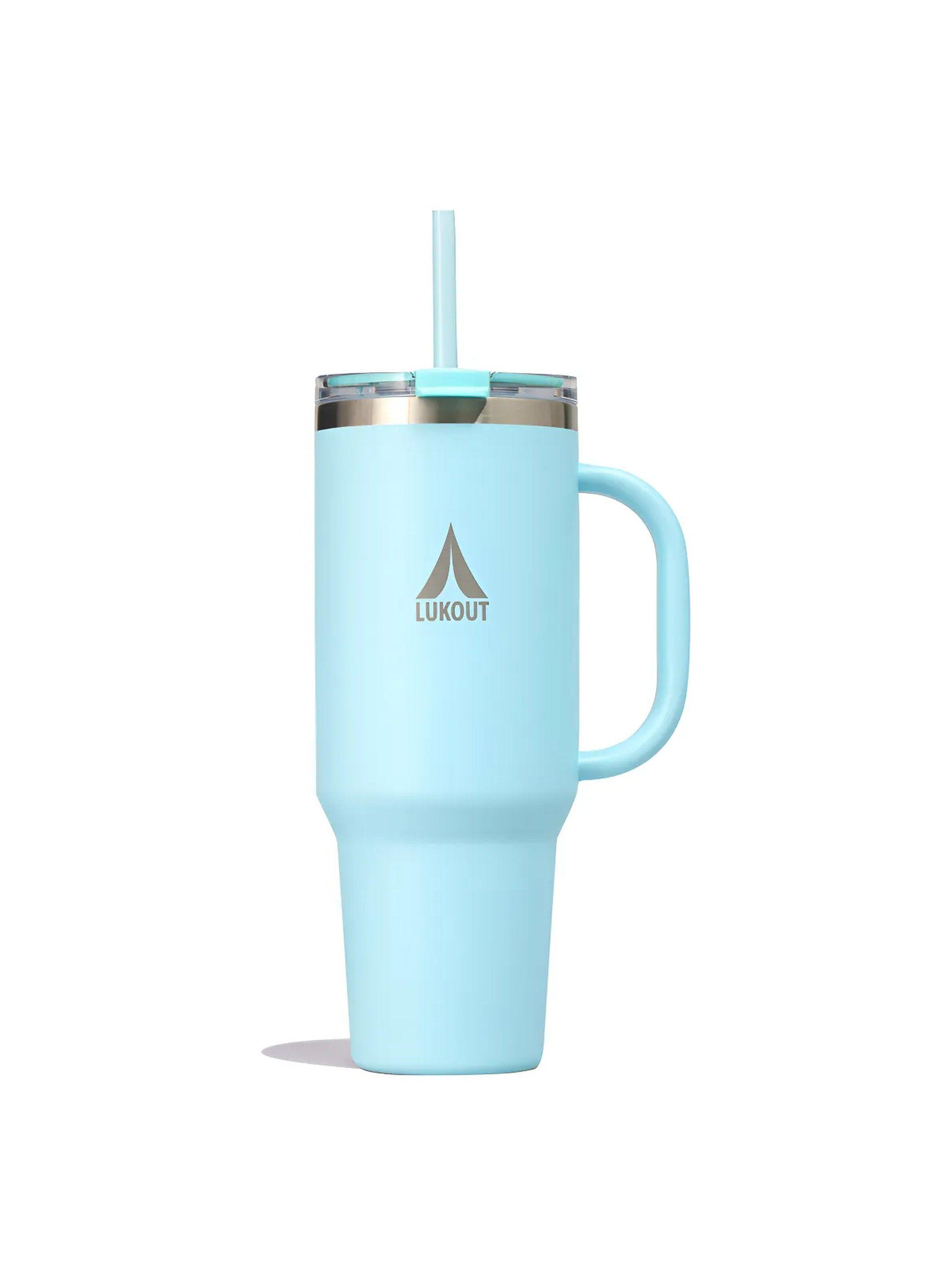 Vaso Térmico de Acero Inoxidable con Asa y Bombilla 1L | Celeste-0