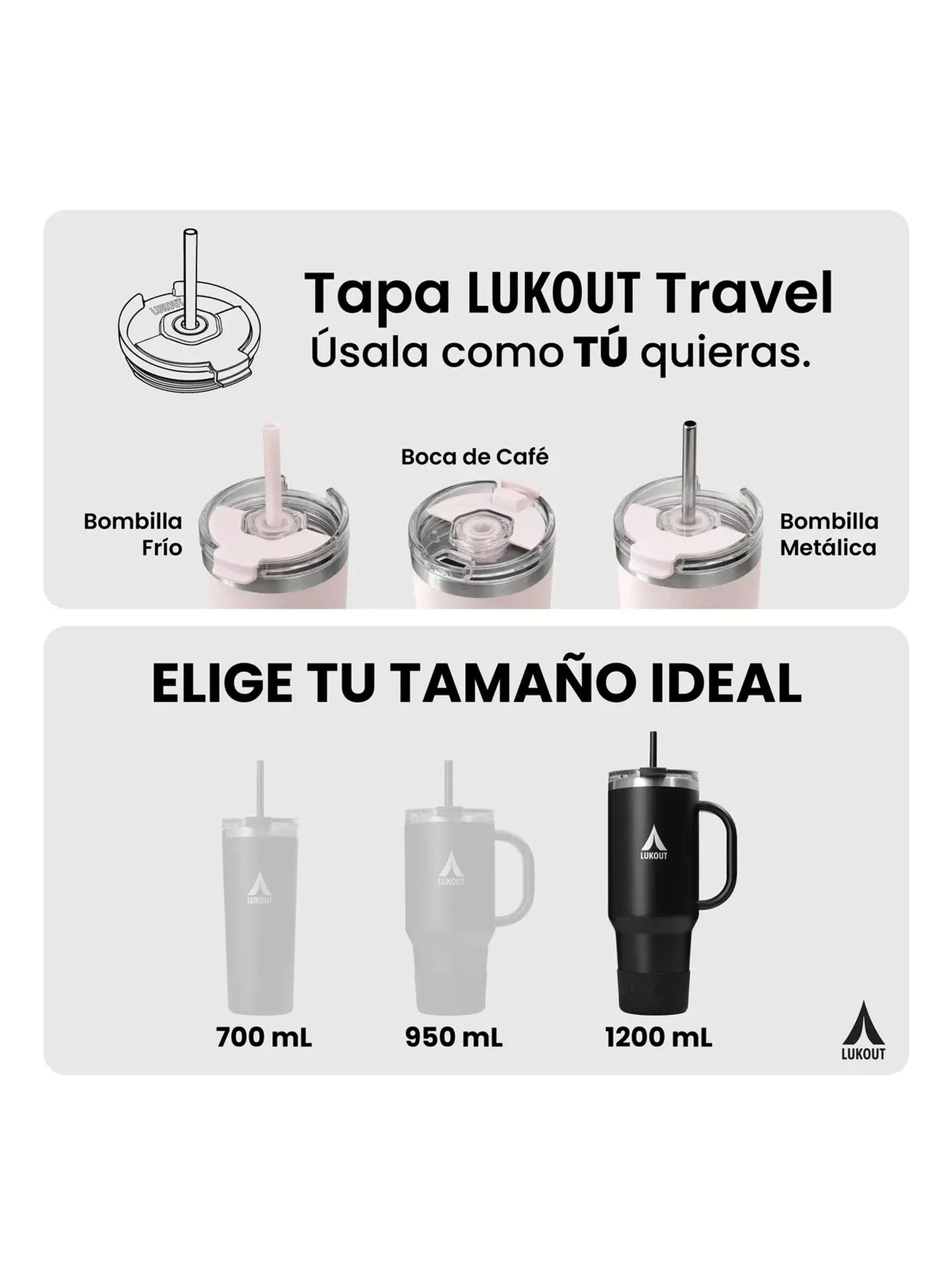 Vaso Térmico de Acero Inoxidable con Asa y Bombilla 1L | Celeste-7