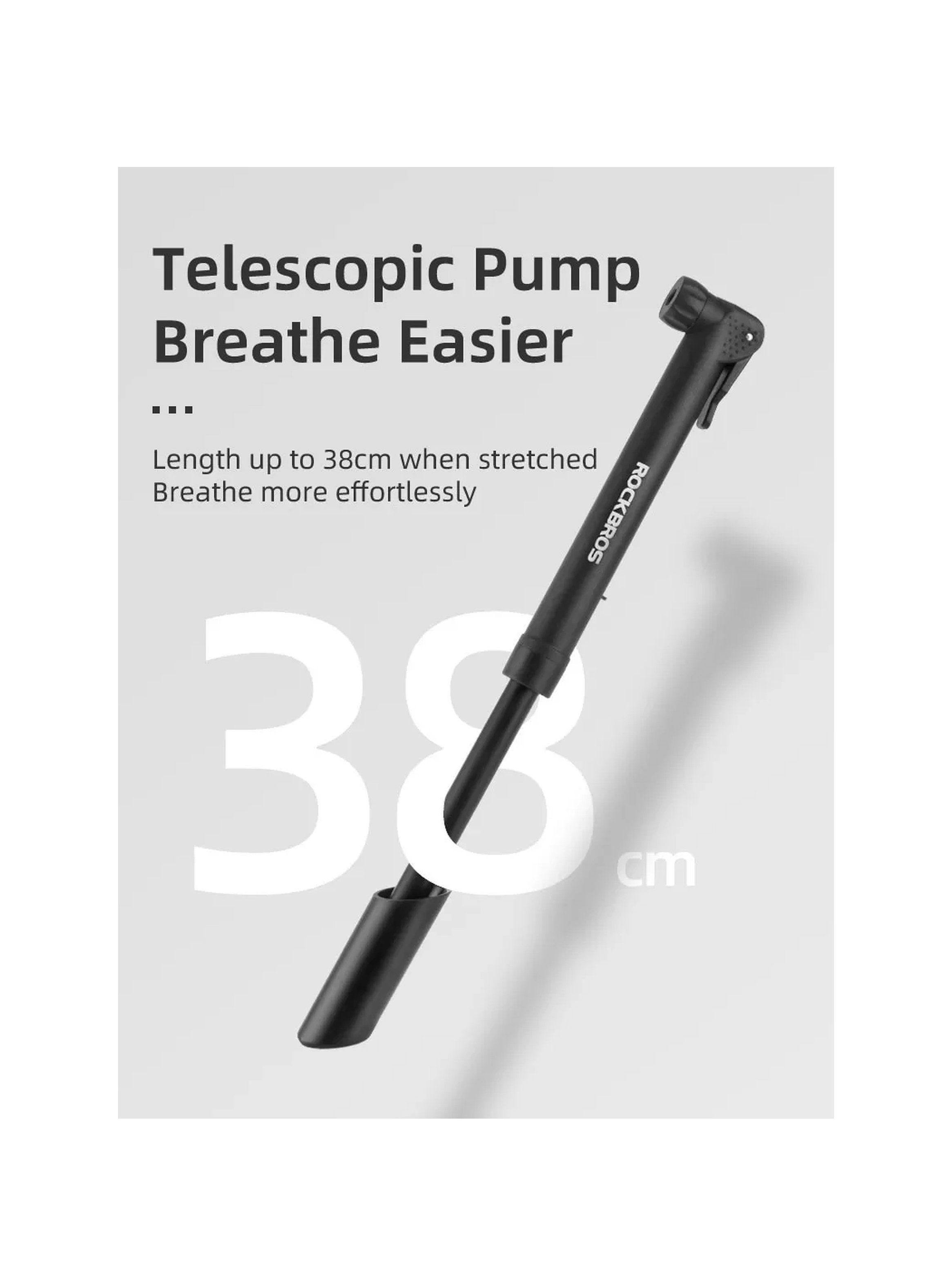 Bomba Telescópica de Bicicleta 38 cm Compatible con Válvula Schrader y Presta-2