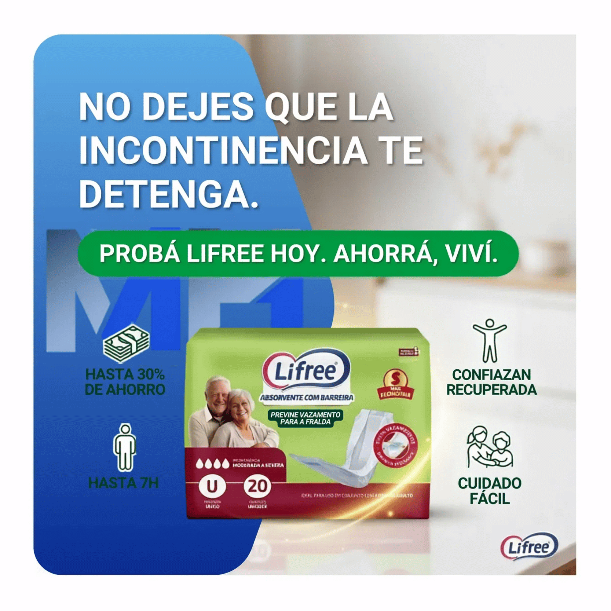 Absorbente Geriatrico Lifree 60 Unids Incontinencia Pack X3-5