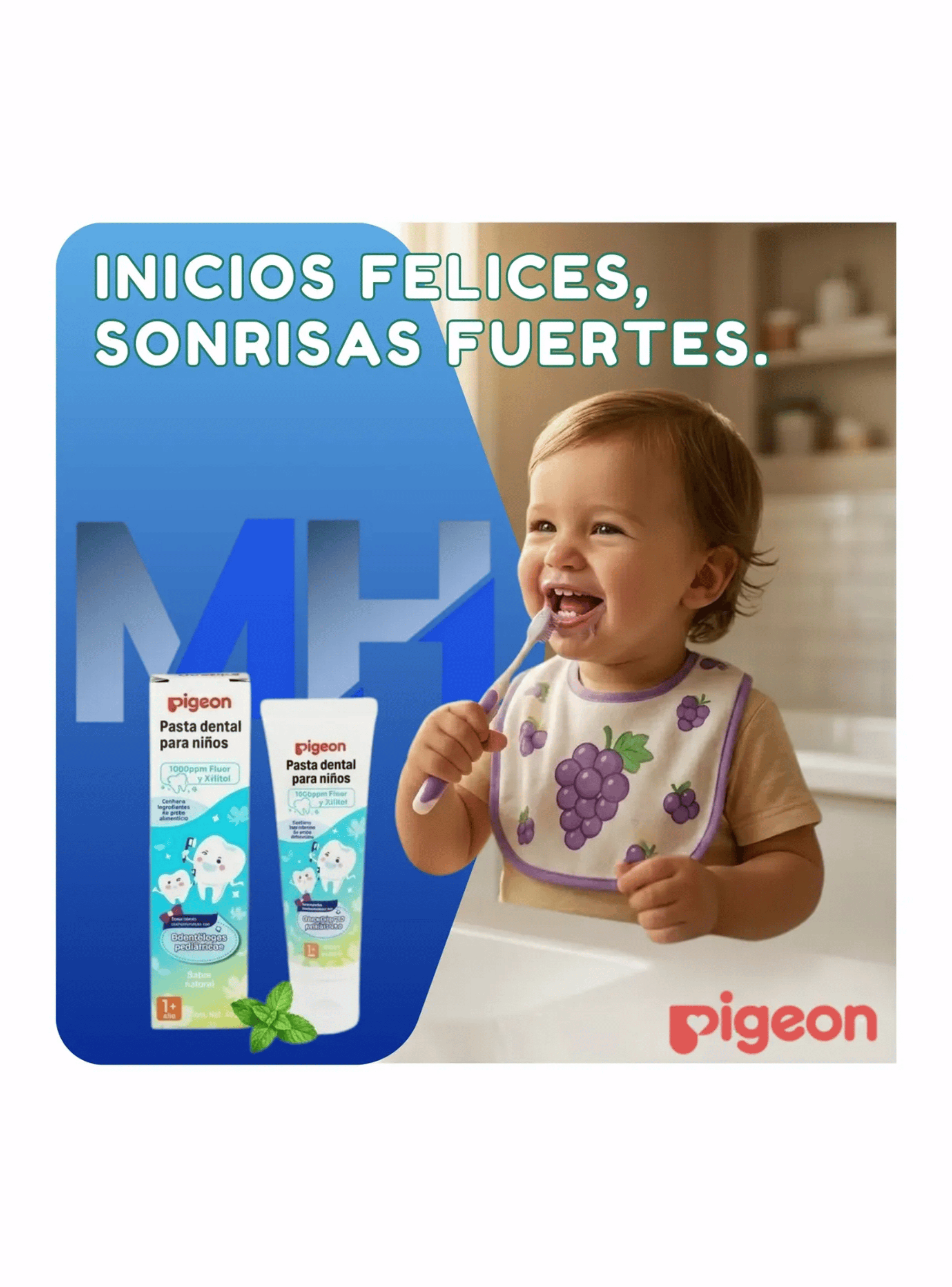 Pasta Dental Infantil Pigeon Sabor Natural 1000ppm Fl or 45g-3