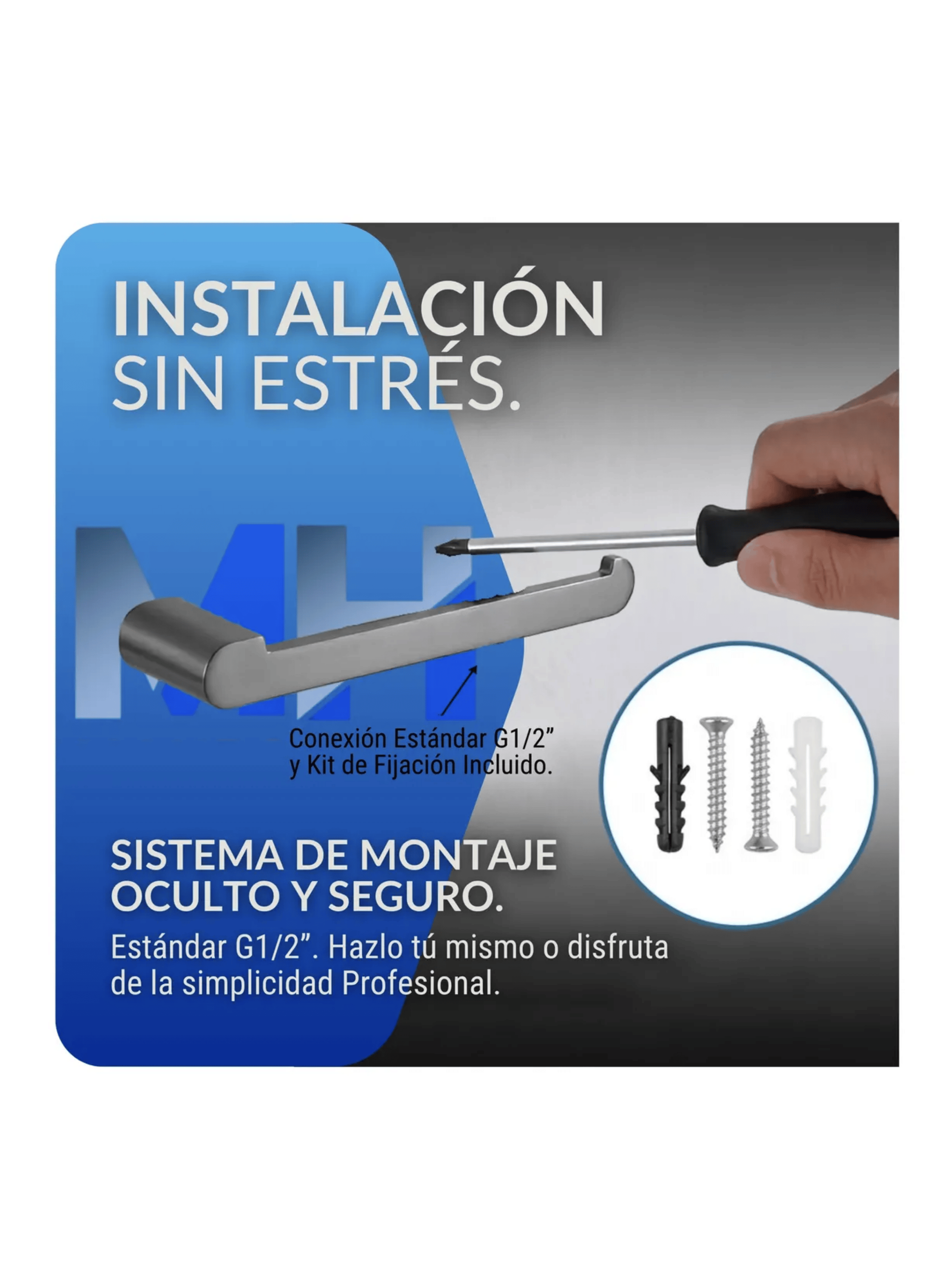 Kit Ducha Lluvia Gunmetal 30x20 Set Accesorios Ba o Kassel-2