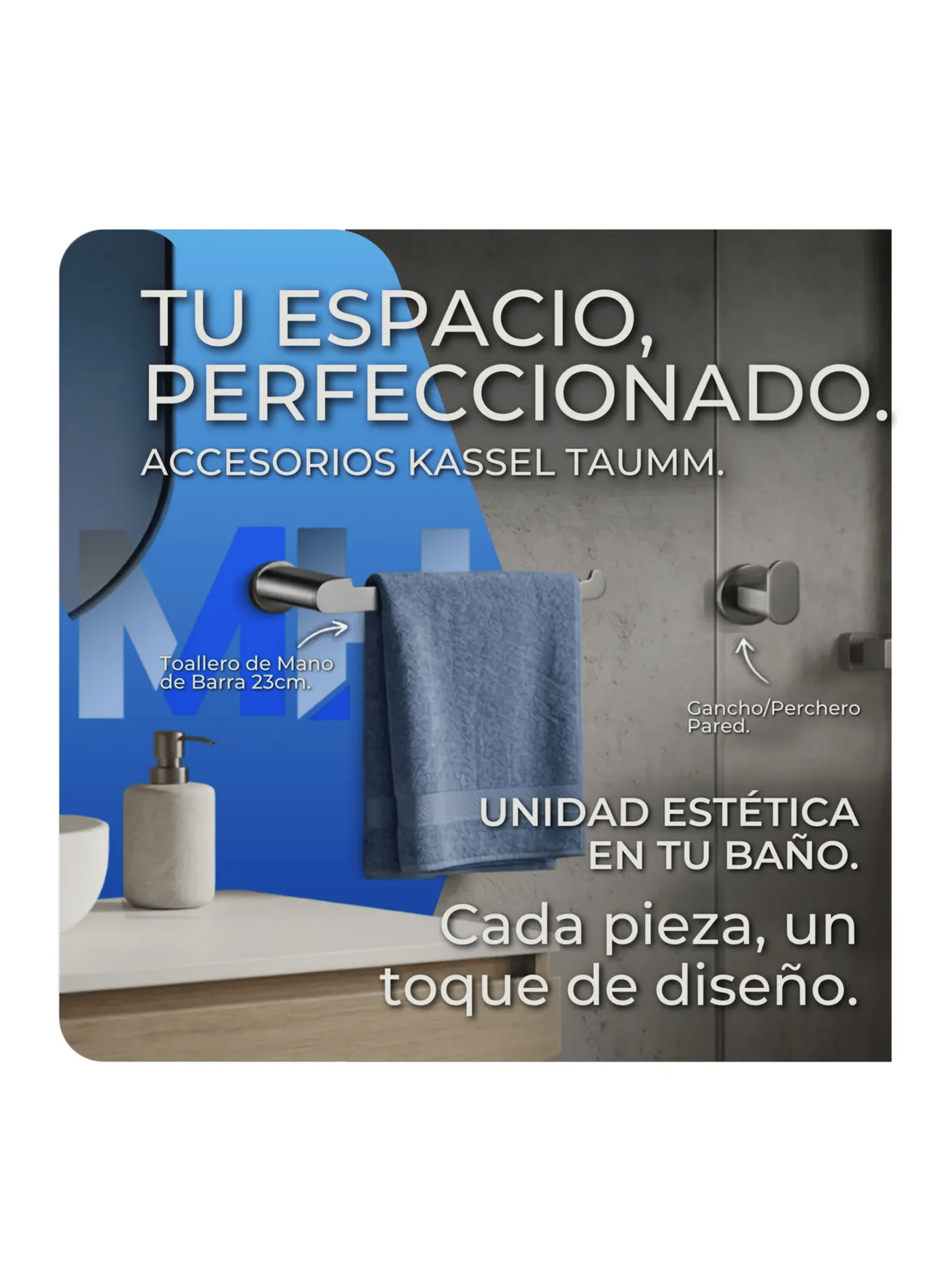 Kit Ducha Lluvia Gunmetal 30x20 Set Accesorios Ba o Kassel-5