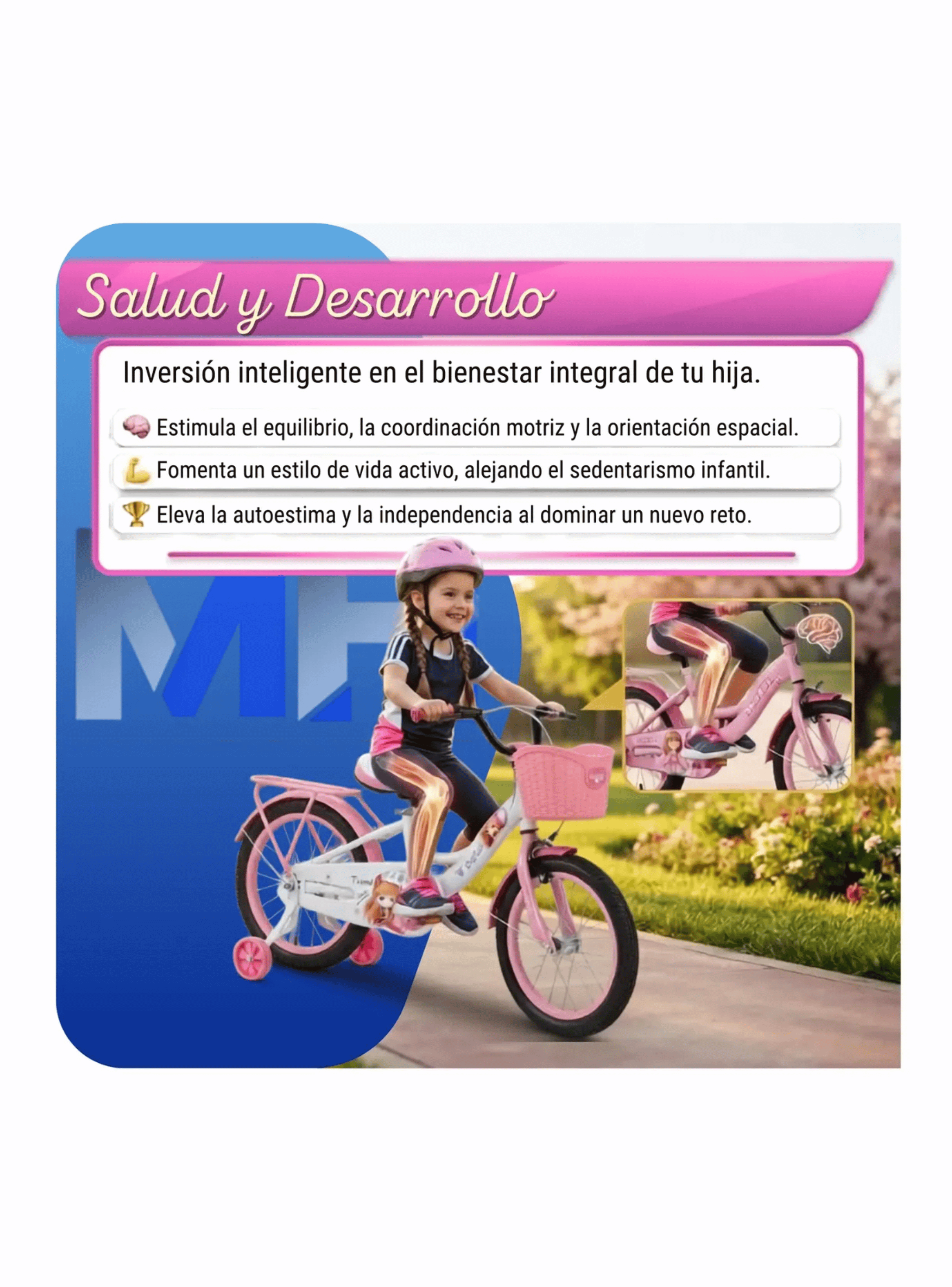 Bicicleta Infantil Aro 16 Con Rueditas Y Canasto Ni as ROSA-3