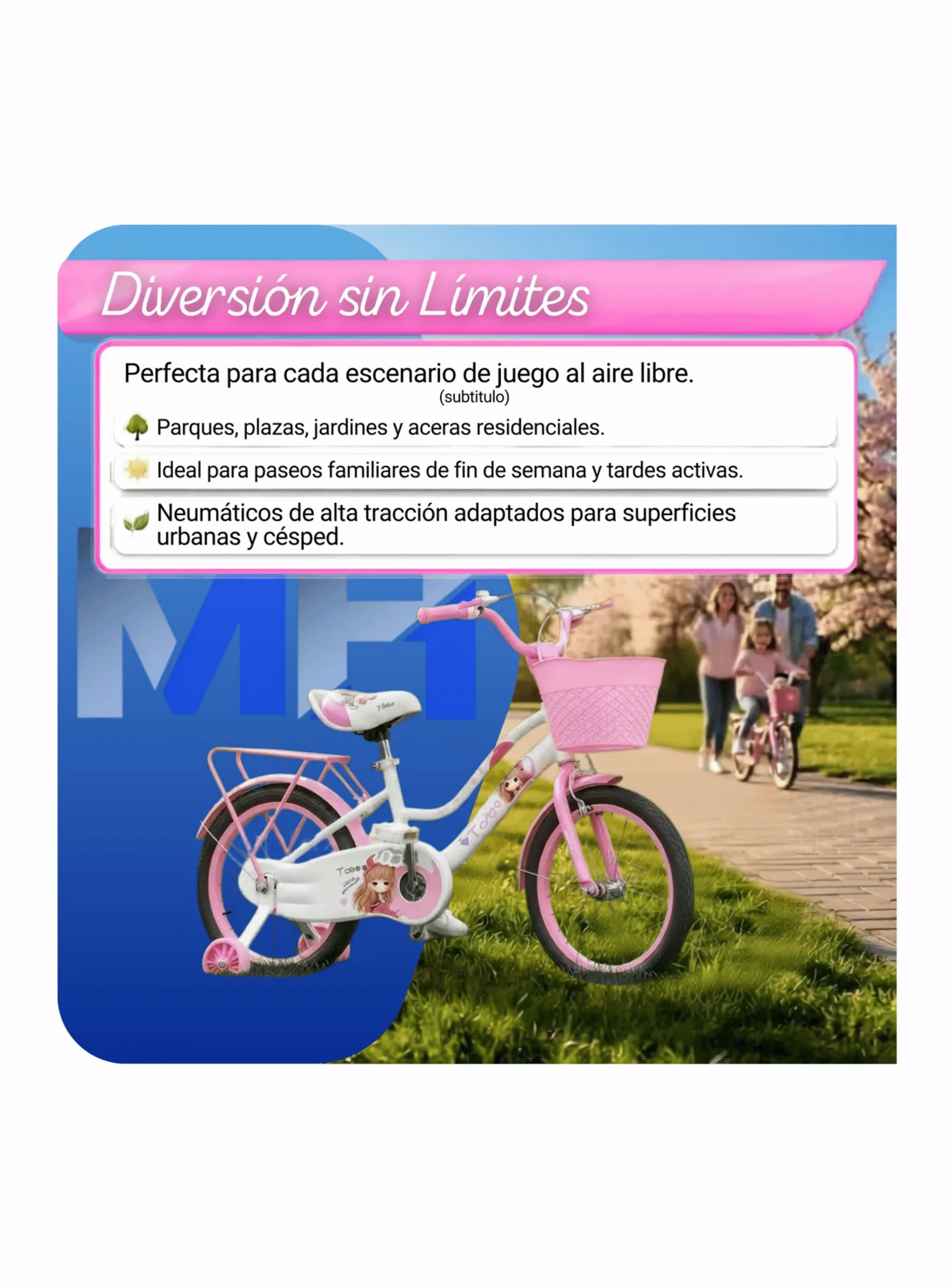 Bicicleta Infantil Aro 16 Con Rueditas Y Canasto Ni as ROSA-4
