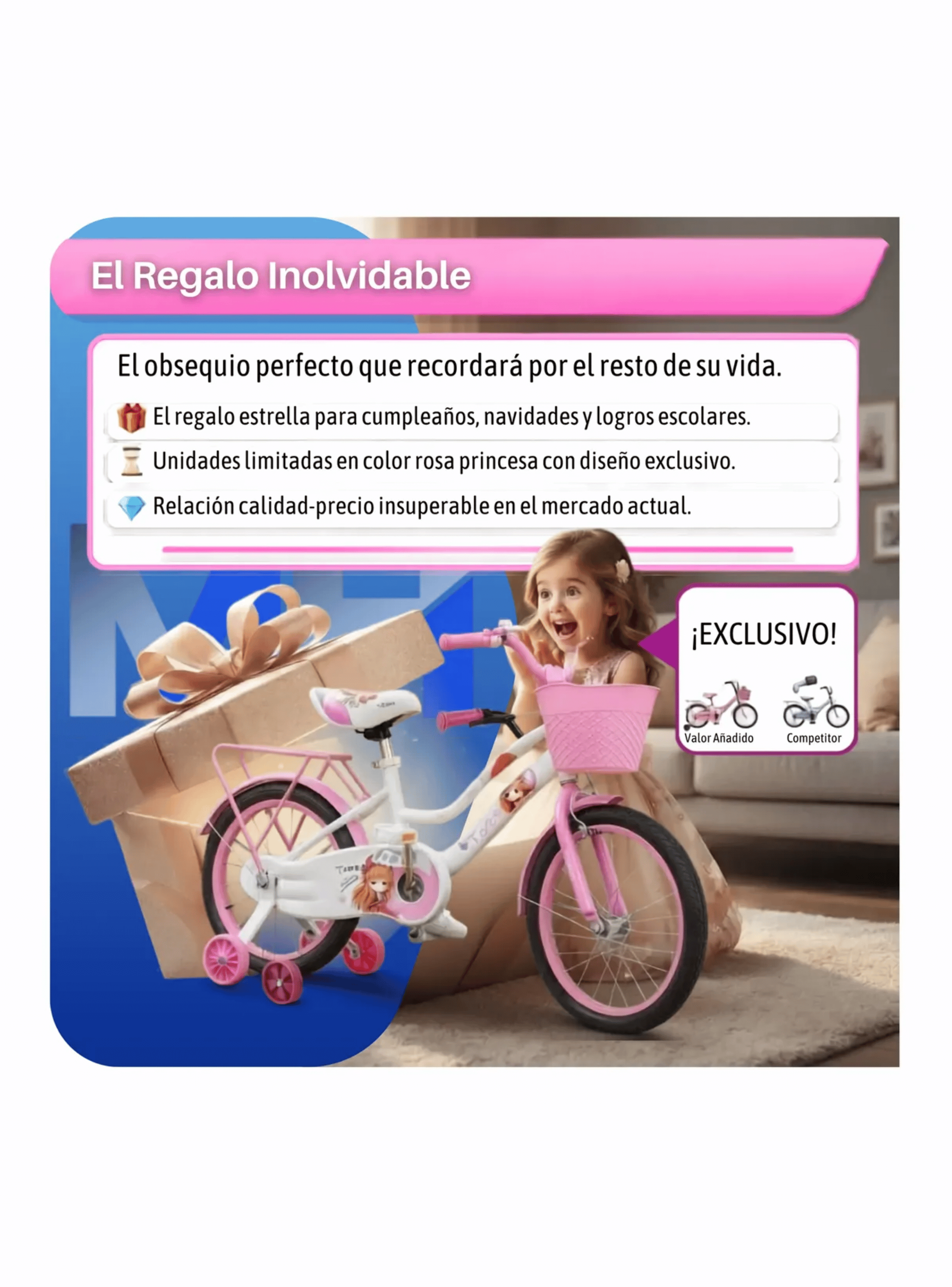 Bicicleta Infantil Aro 16 Con Rueditas Y Canasto Ni as ROSA-5