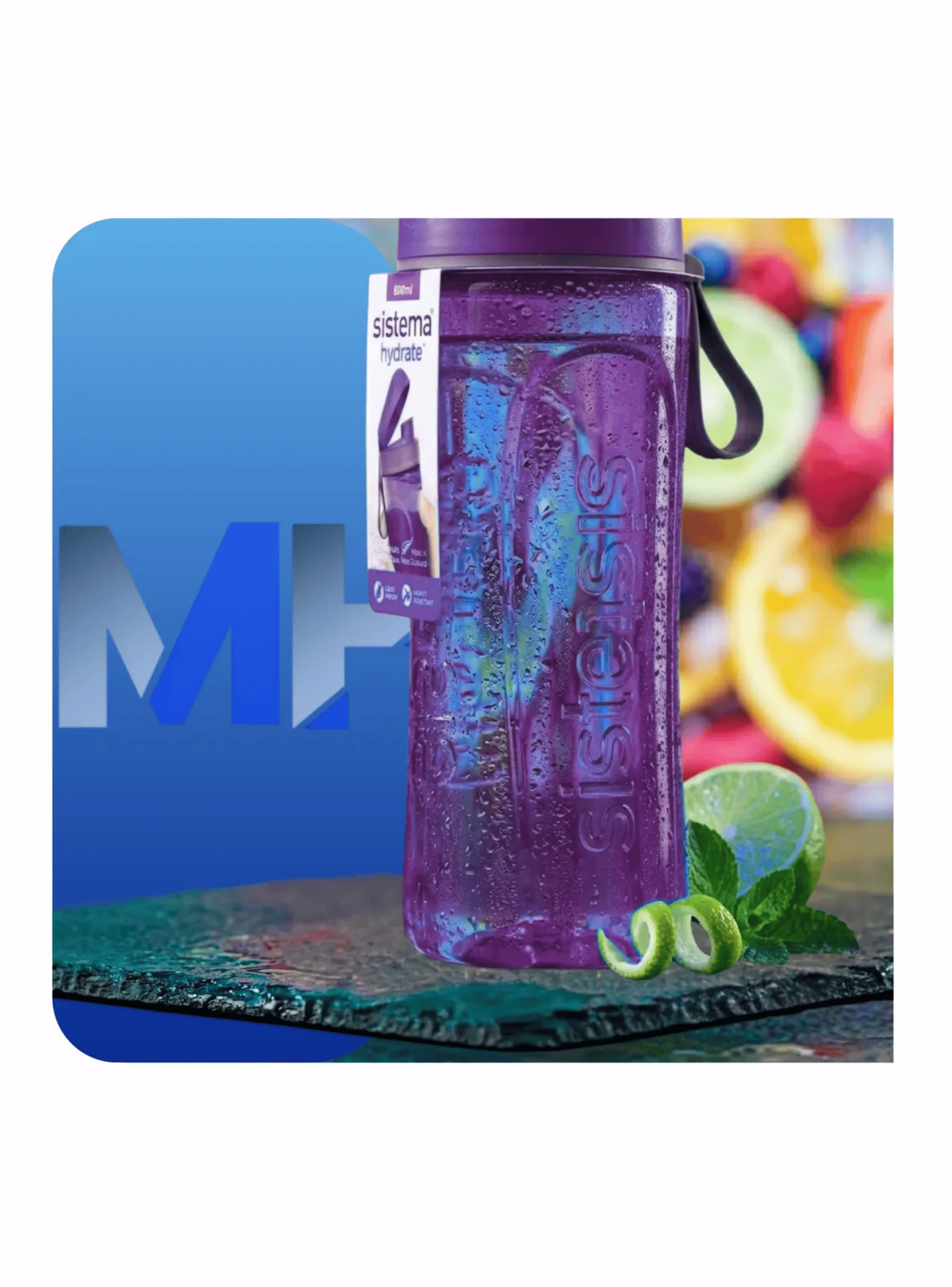 Botella De Agua Sistema Swift 600ml Reutilizable Libre Bpa Morado-3