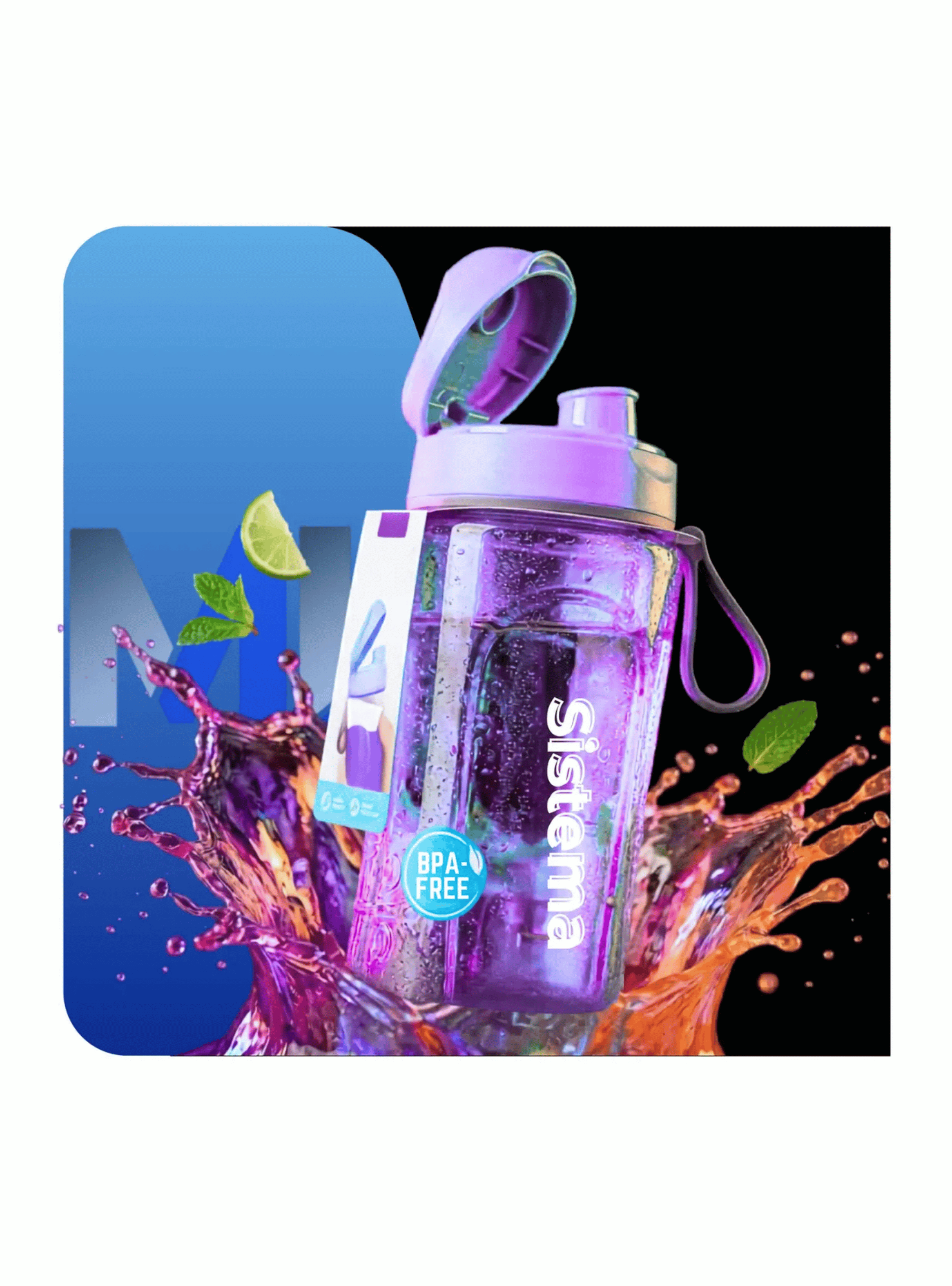 Botella De Agua Sistema Swift 600ml Reutilizable Libre Bpa Morado-4