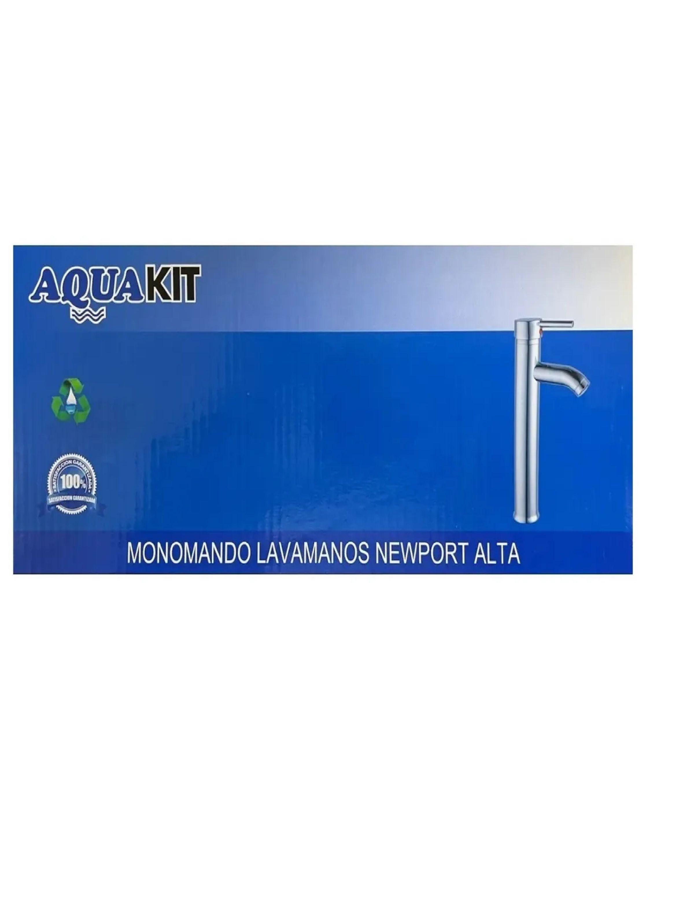 Monomando Lavamano Newport Alta Aquakit Plateado 30cm-6