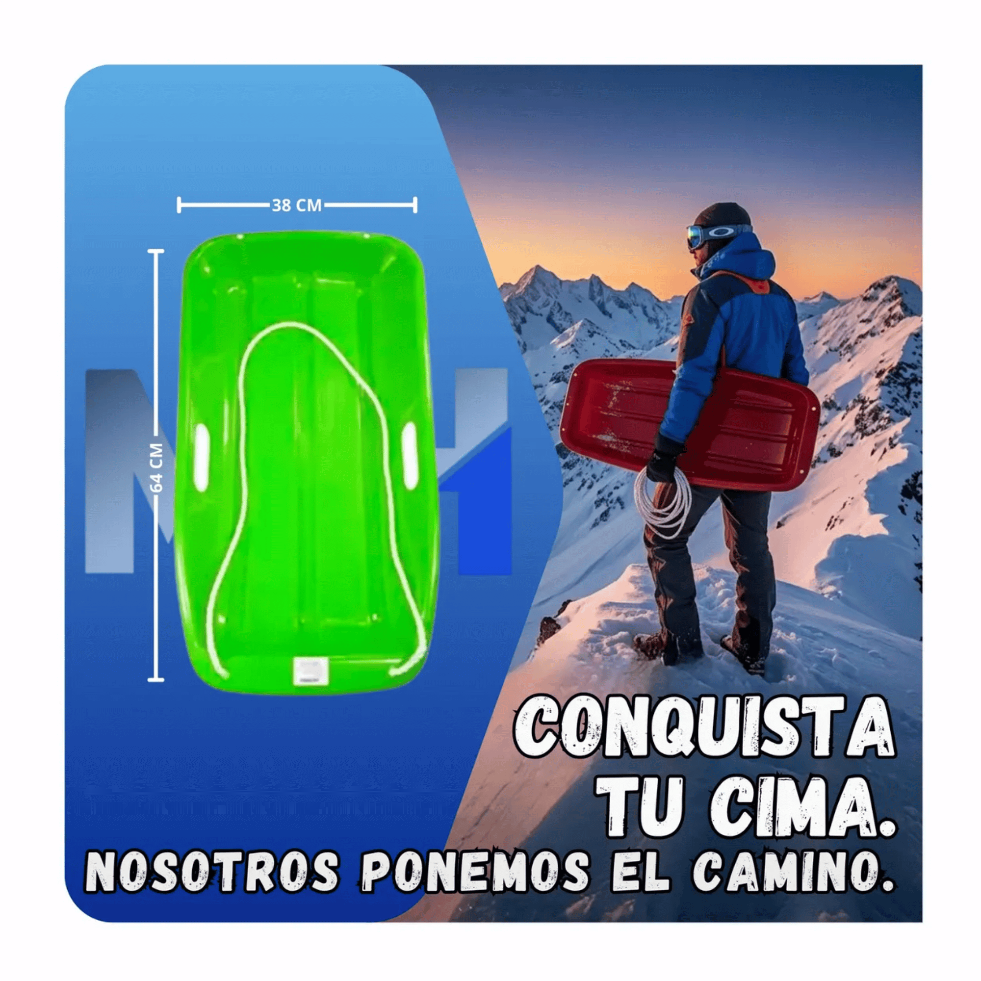 Trineo Deslizante Para Nieve Port til 65x38 Color Verde-2