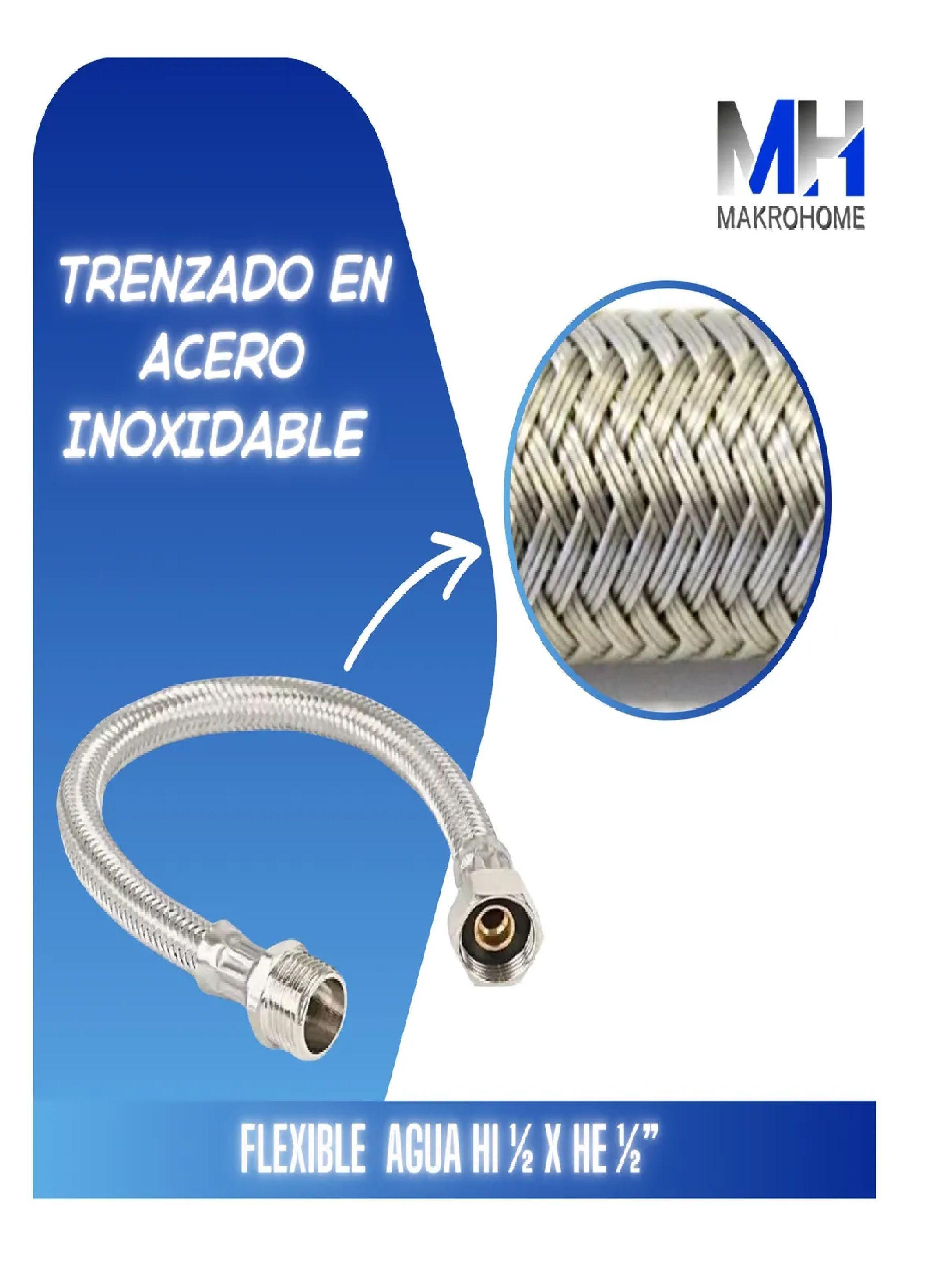 Flexible Agua He-hi 1/2 40 Cm Taumm Acero Inoxidable 200 Psi-3